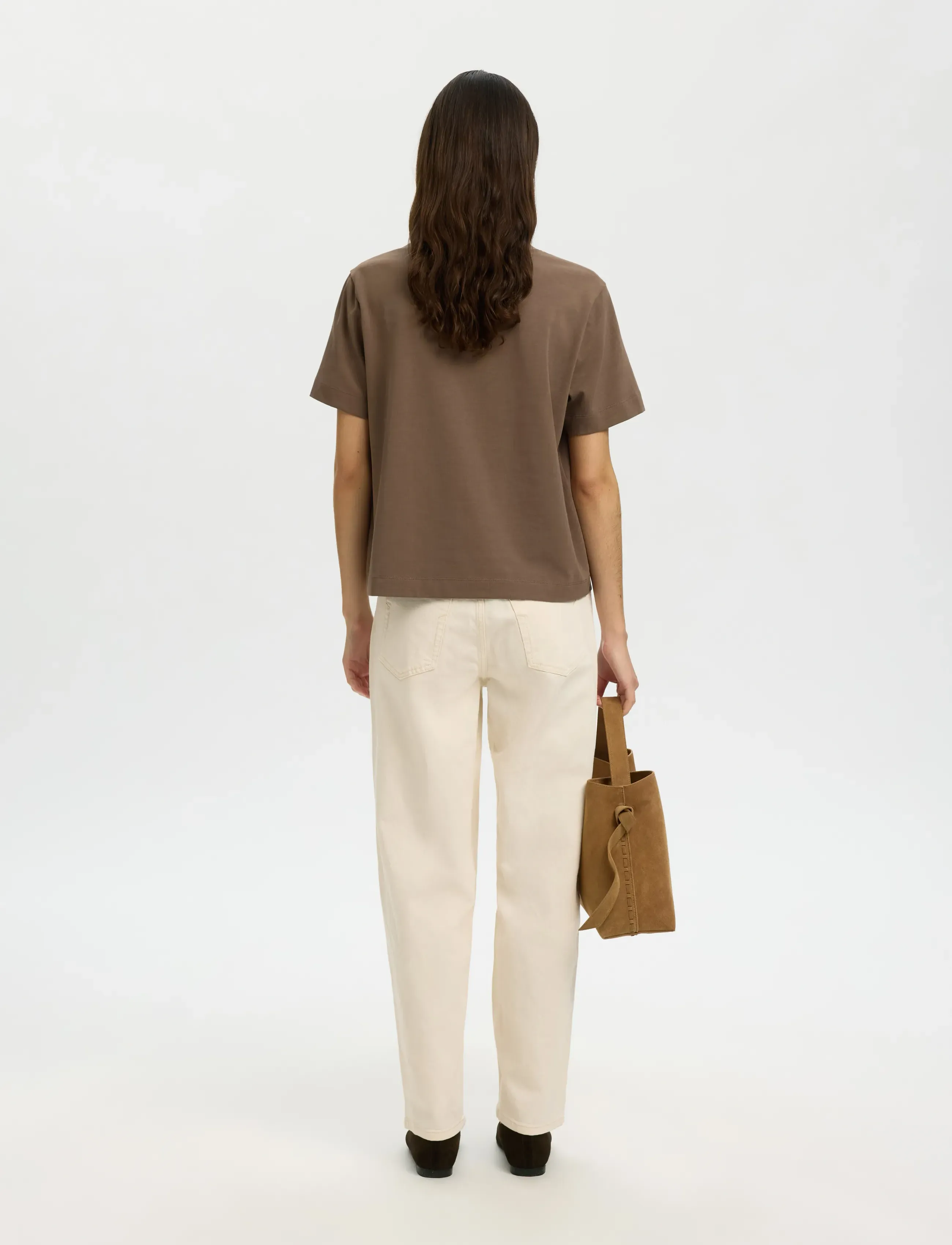 Selected - SLWESSENTIAL SS BOXY TEE NOOS - t-shirts - chocolate chip - 2