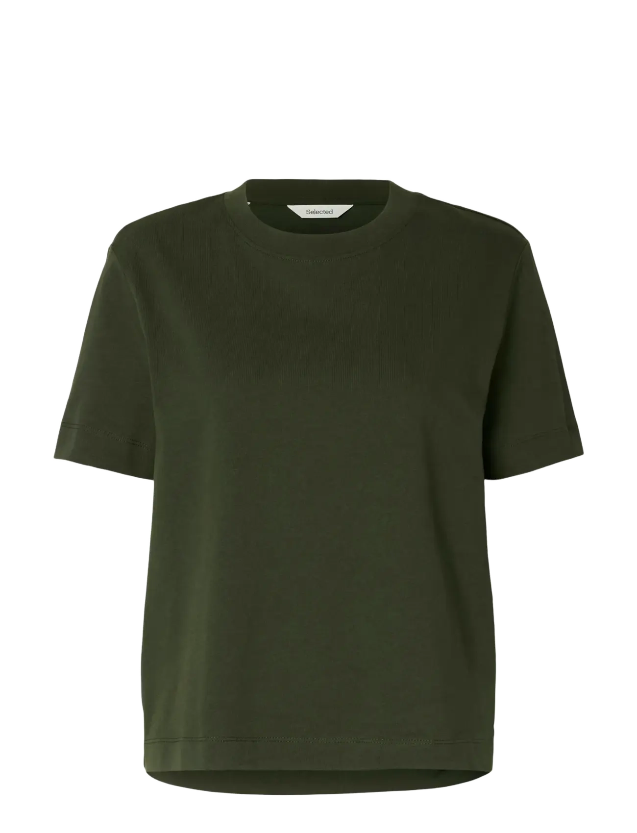 Selected SLWESSENTIAL SS BOXY TEE NOOS - Selected - DEEP DEPTHS / khaki/green