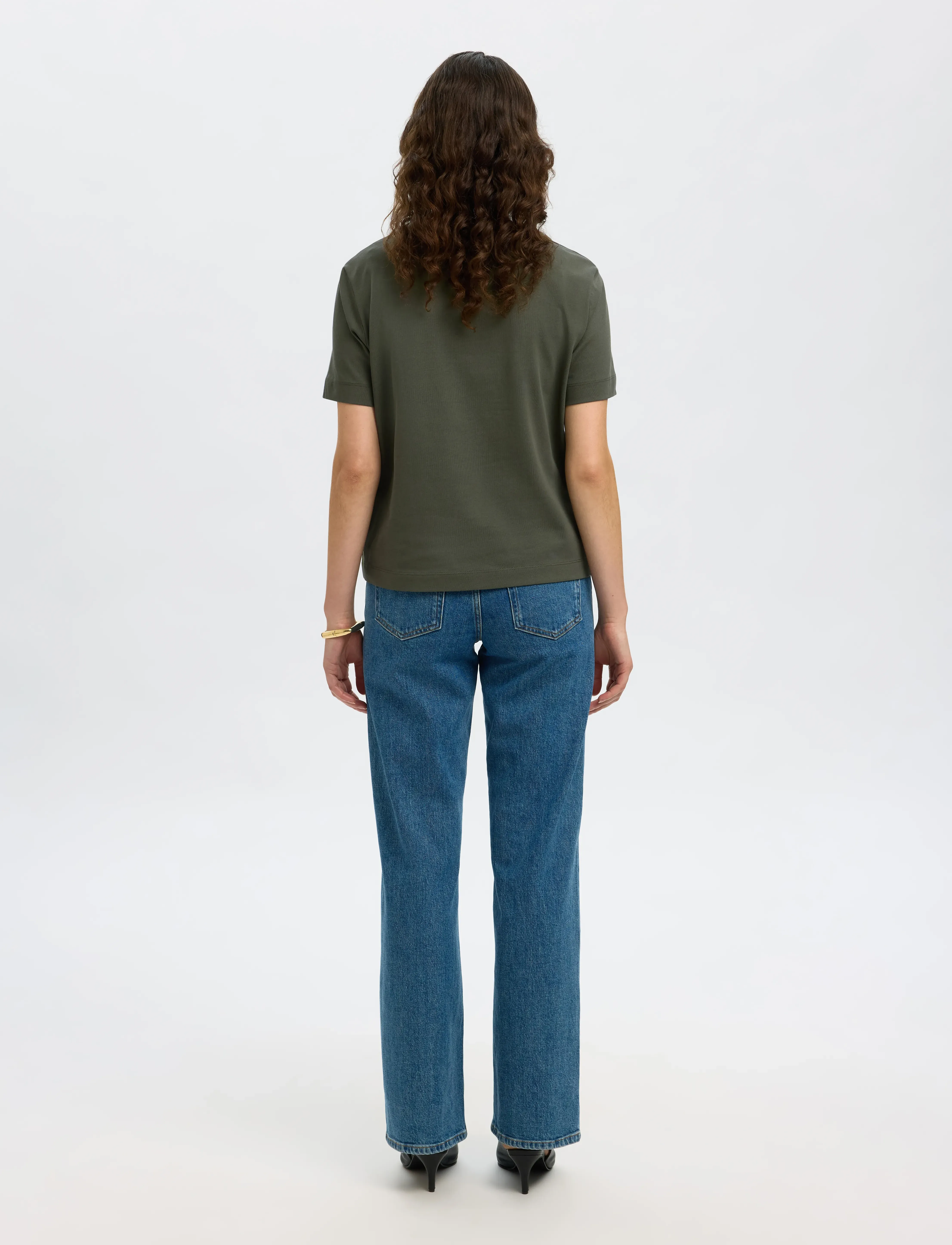 Selected - SLWESSENTIAL SS BOXY TEE NOOS - t-särgid - deep depths - 2