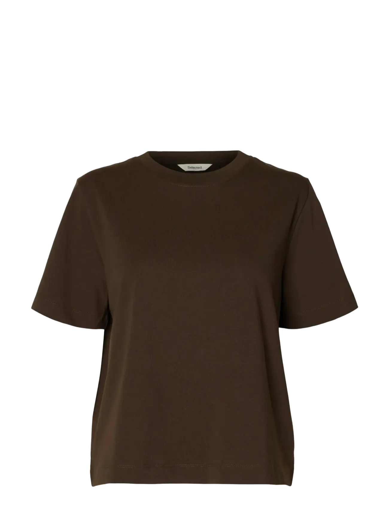 Selected SLWESSENTIAL SS BOXY TEE NOOS - T-Shirts & Tops - DELICIOSO / brown