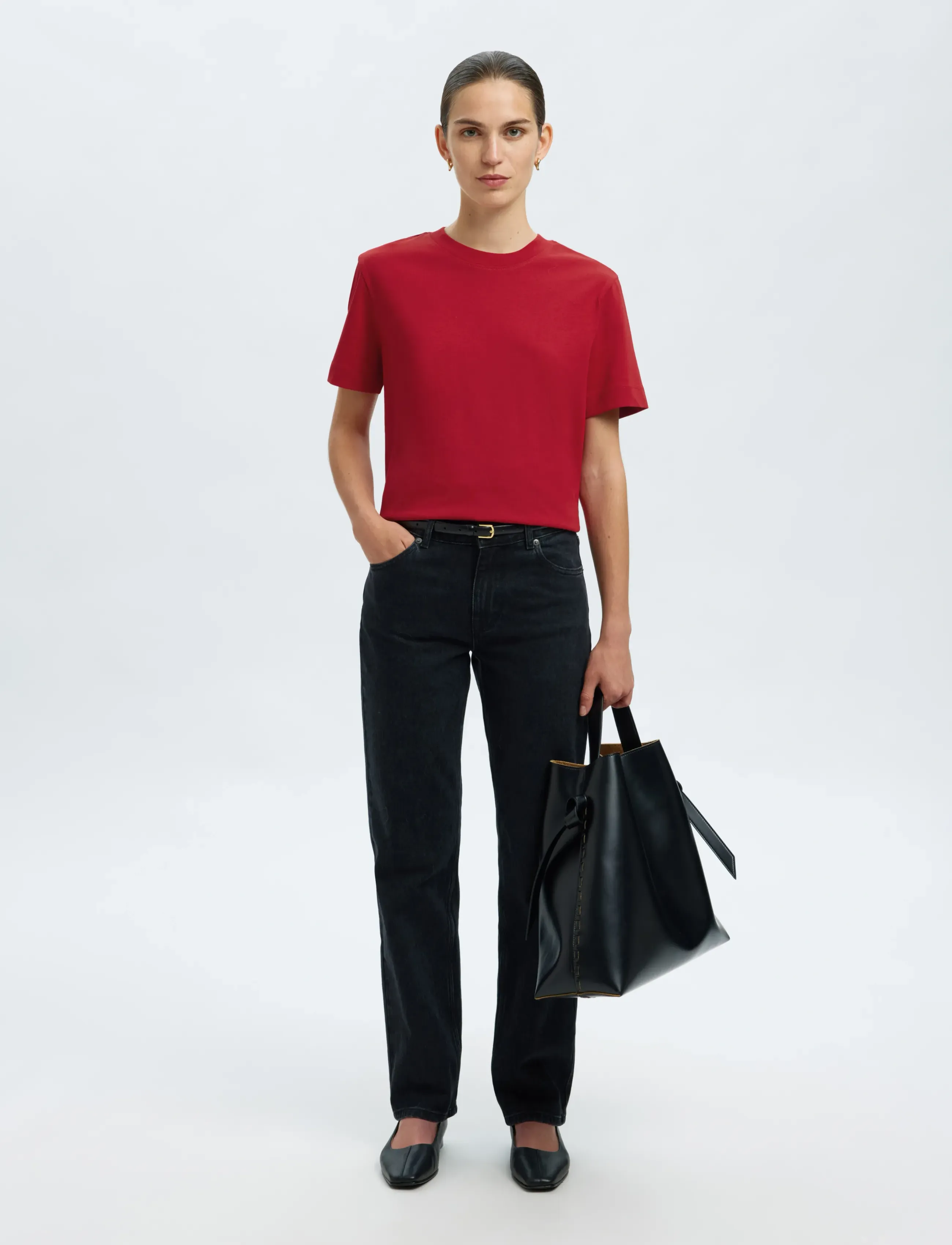 Selected - SLWESSENTIAL SS BOXY TEE NOOS - t-shirts - equestrian red - 4