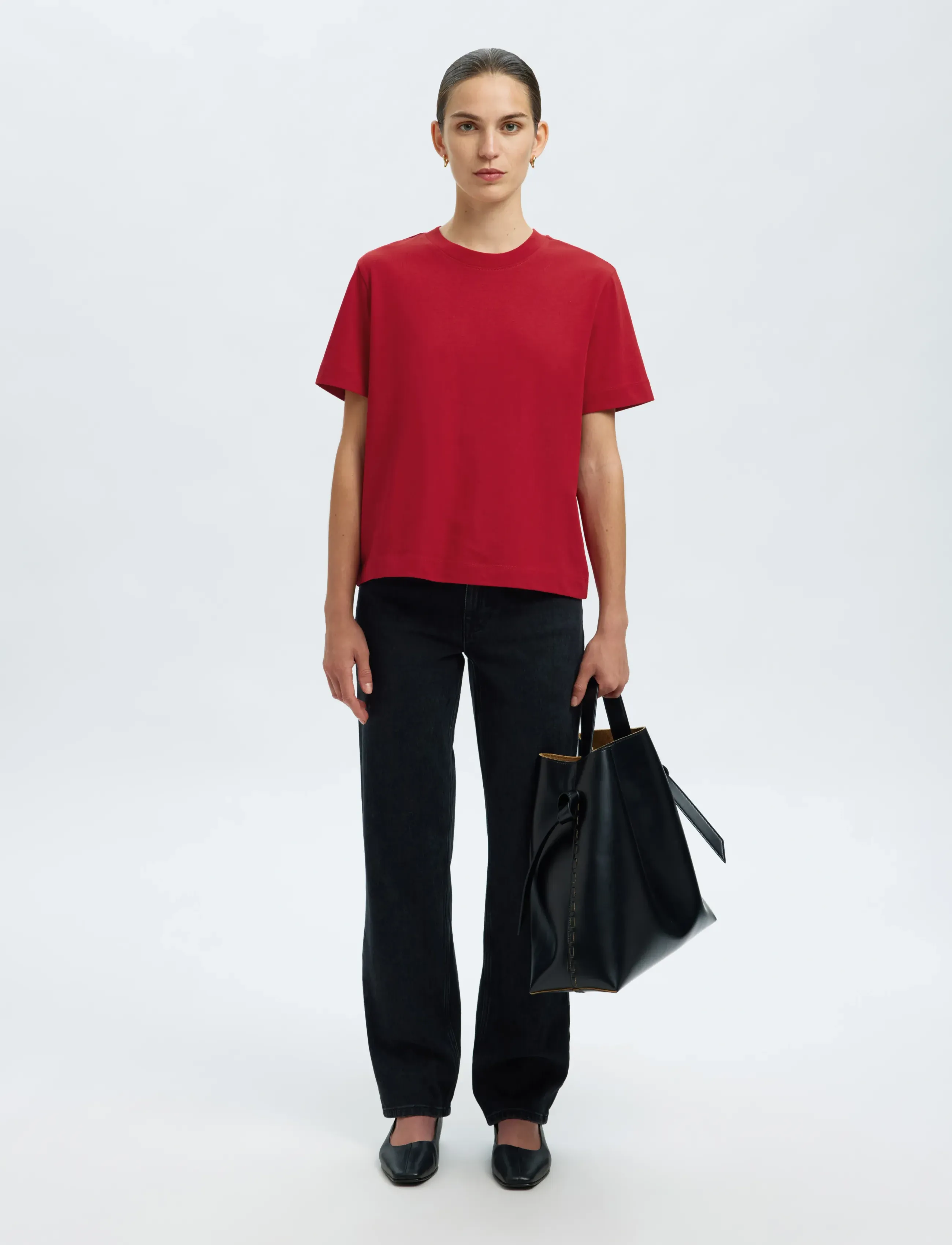Selected - SLWESSENTIAL SS BOXY TEE NOOS - t-shirts - equestrian red - 5