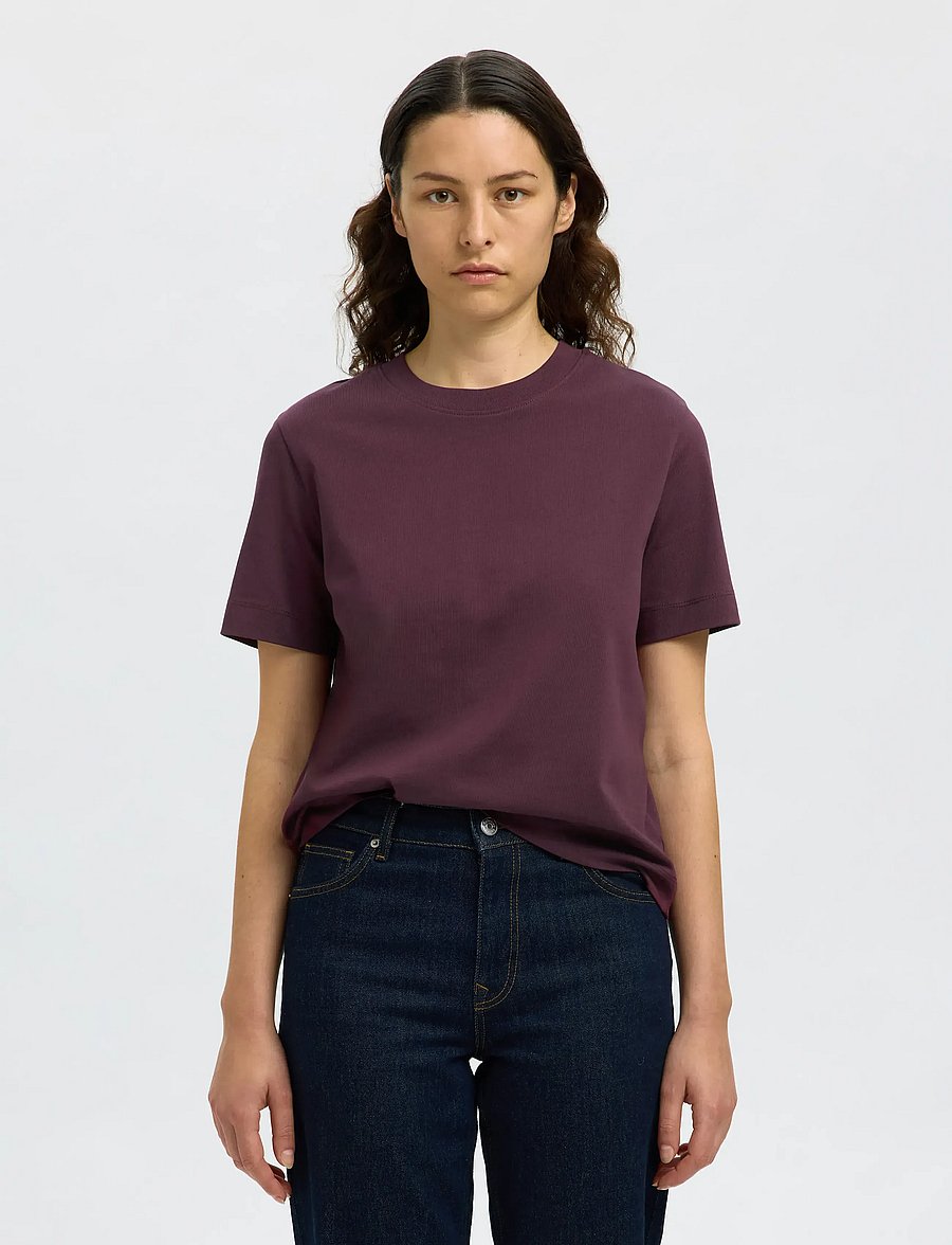 Selected - SLWESSENTIAL SS BOXY TEE NOOS - t-shirts - fig - 0