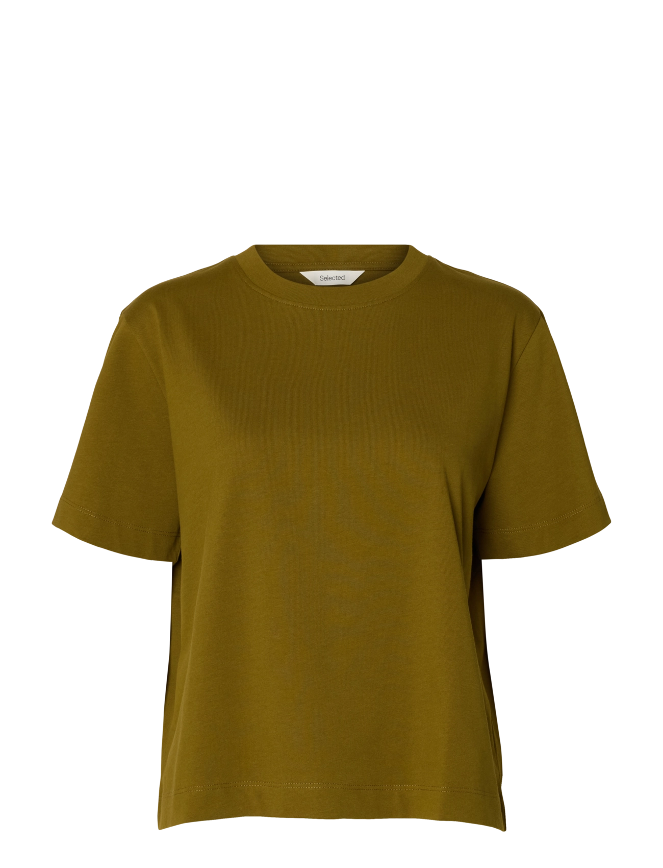 Selected SLWESSENTIAL SS BOXY TEE NOOS - T-shirts - FIR GREEN / khaki/green