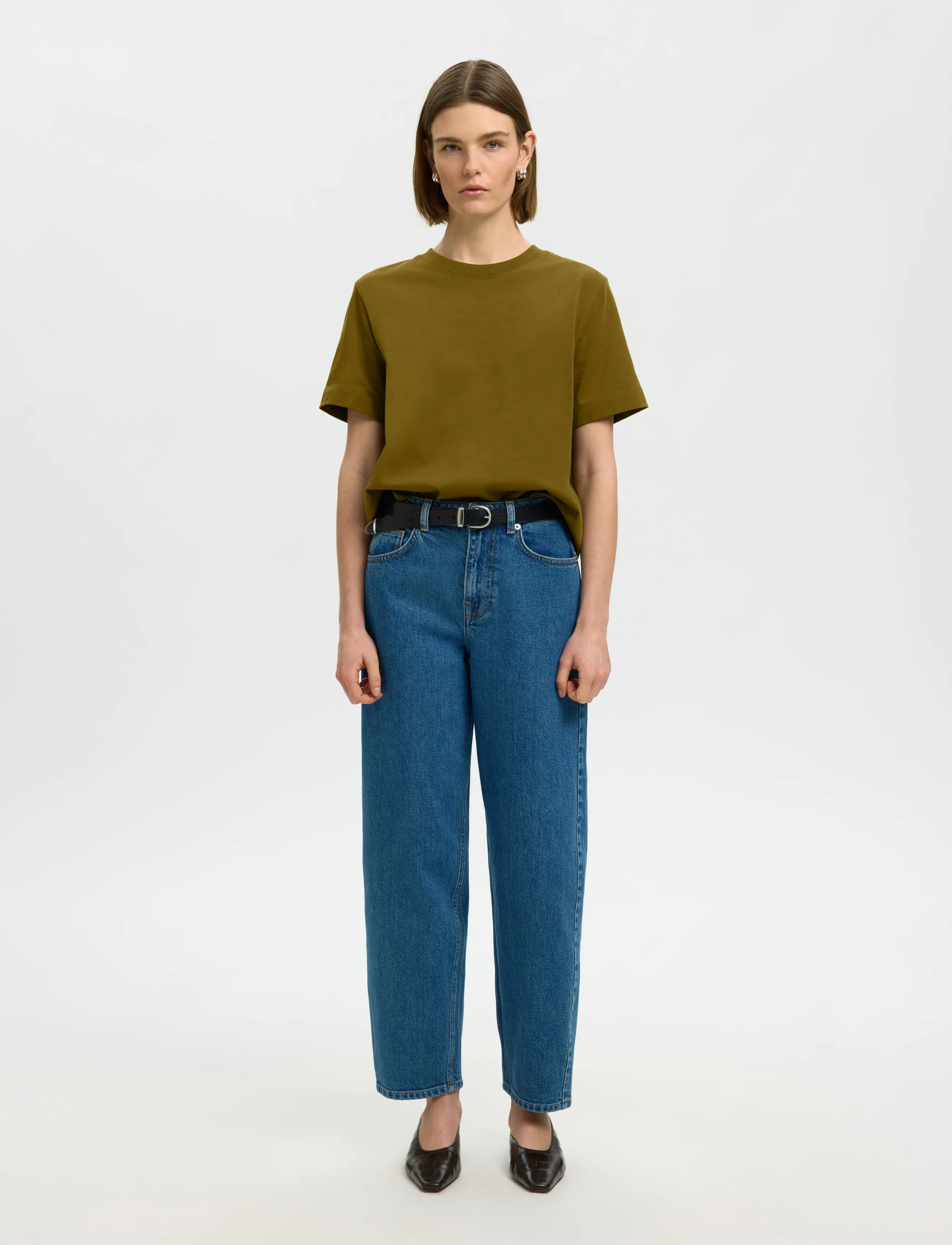 Selected - SLWESSENTIAL SS BOXY TEE NOOS - t-shirts - fir green - 3