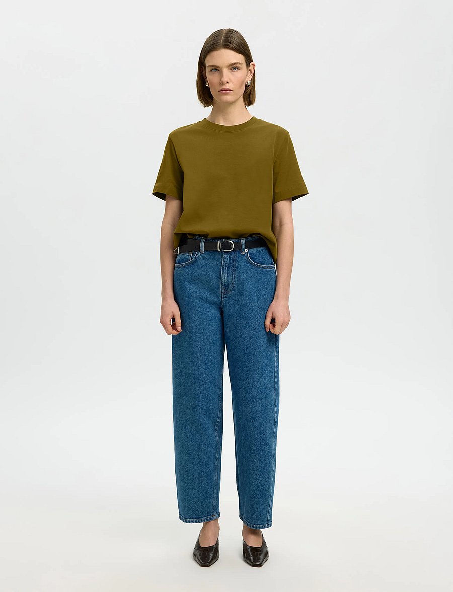 Selected - SLWESSENTIAL SS BOXY TEE NOOS - t-särgid - fir green - 3