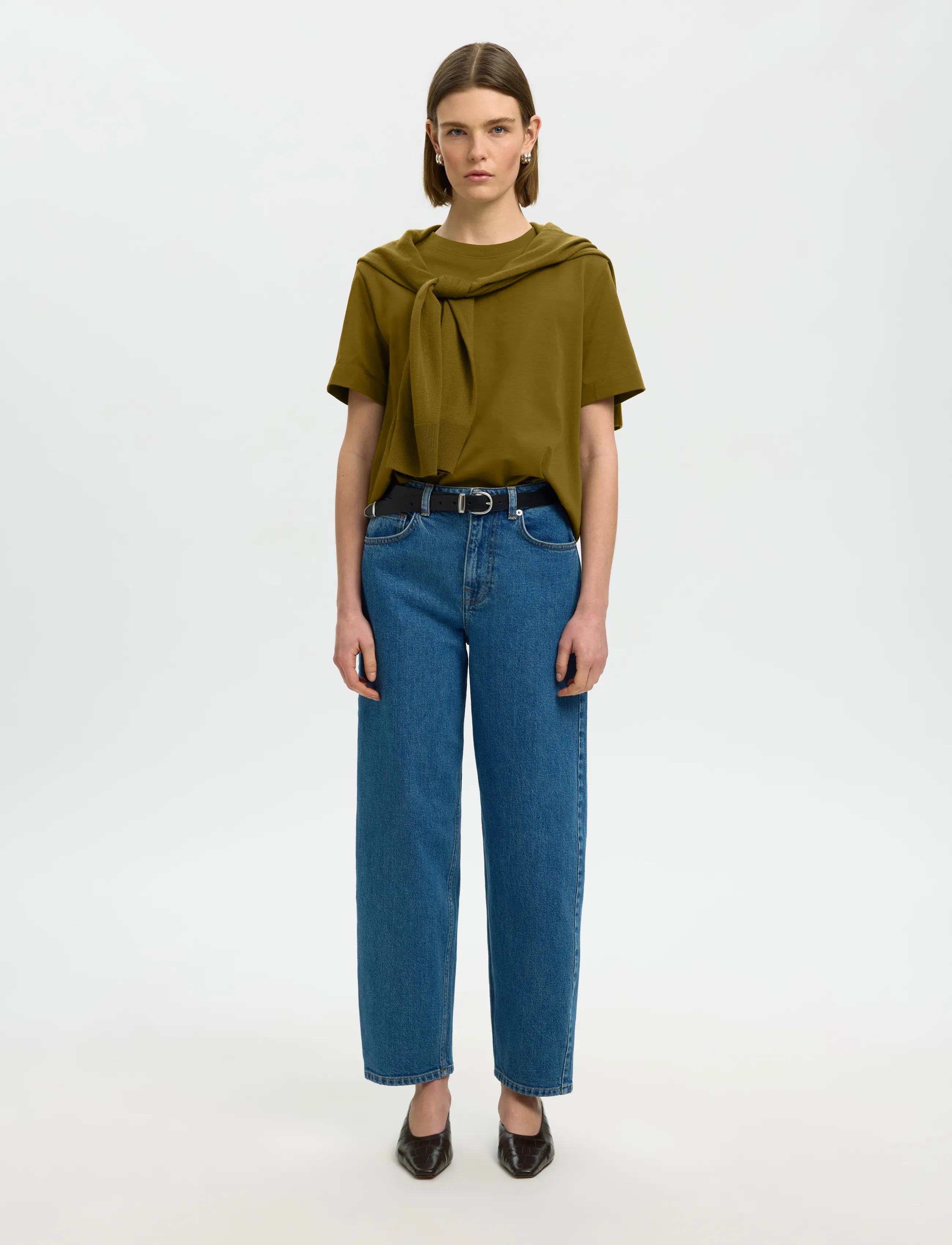 Selected - SLWESSENTIAL SS BOXY TEE NOOS - t-shirts - fir green - 5
