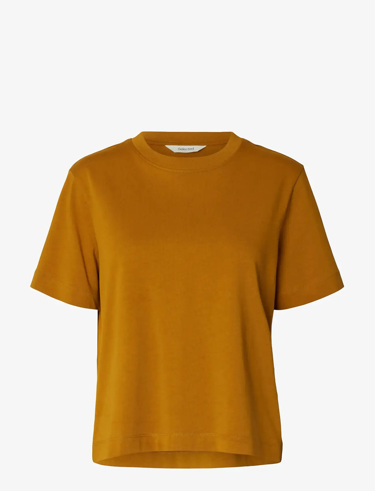 Selected - SLWESSENTIAL SS BOXY TEE NOOS - t-shirts - golden brown - 1