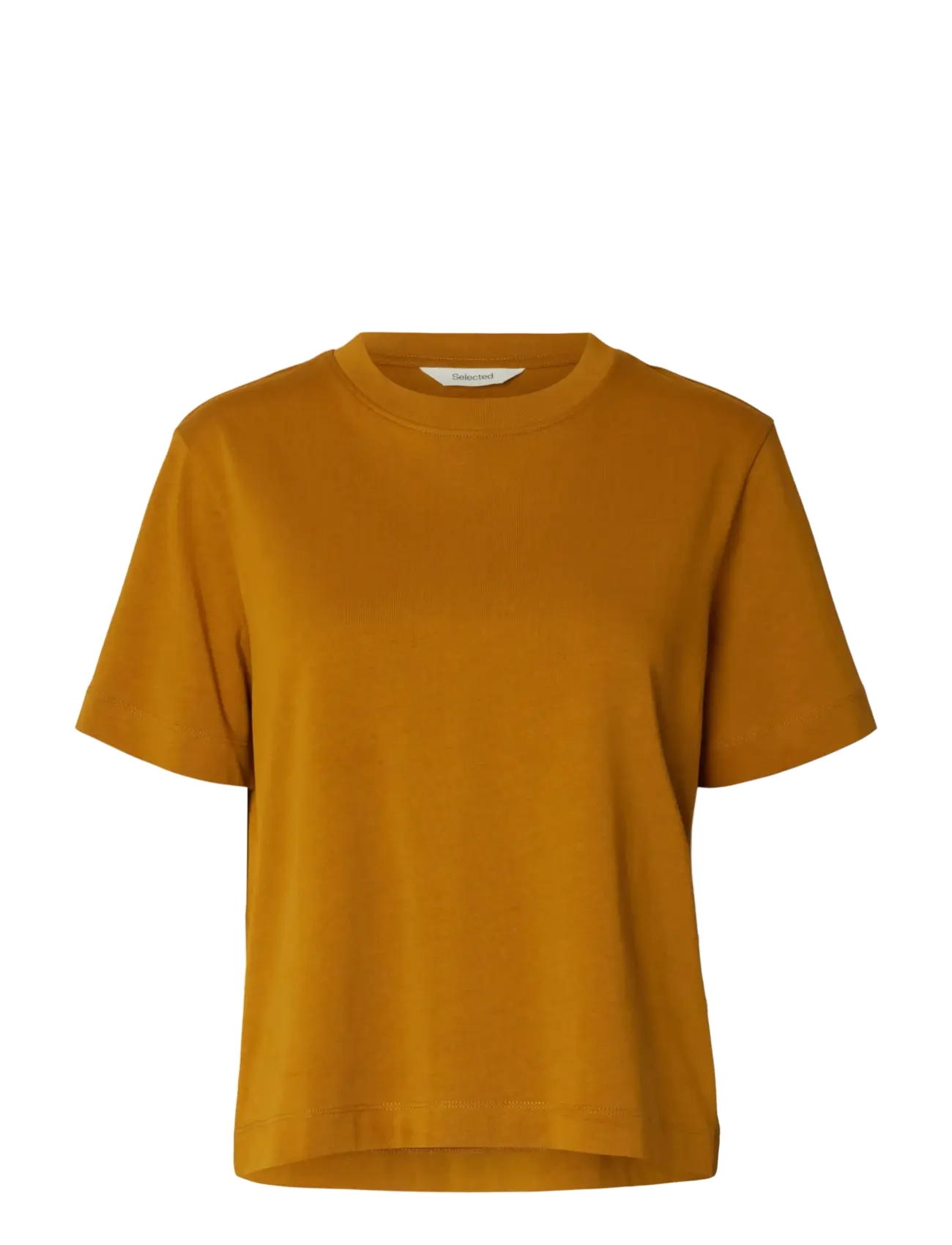 Selected SLWESSENTIAL SS BOXY TEE NOOS - Kleding - GOLDEN BROWN / orange