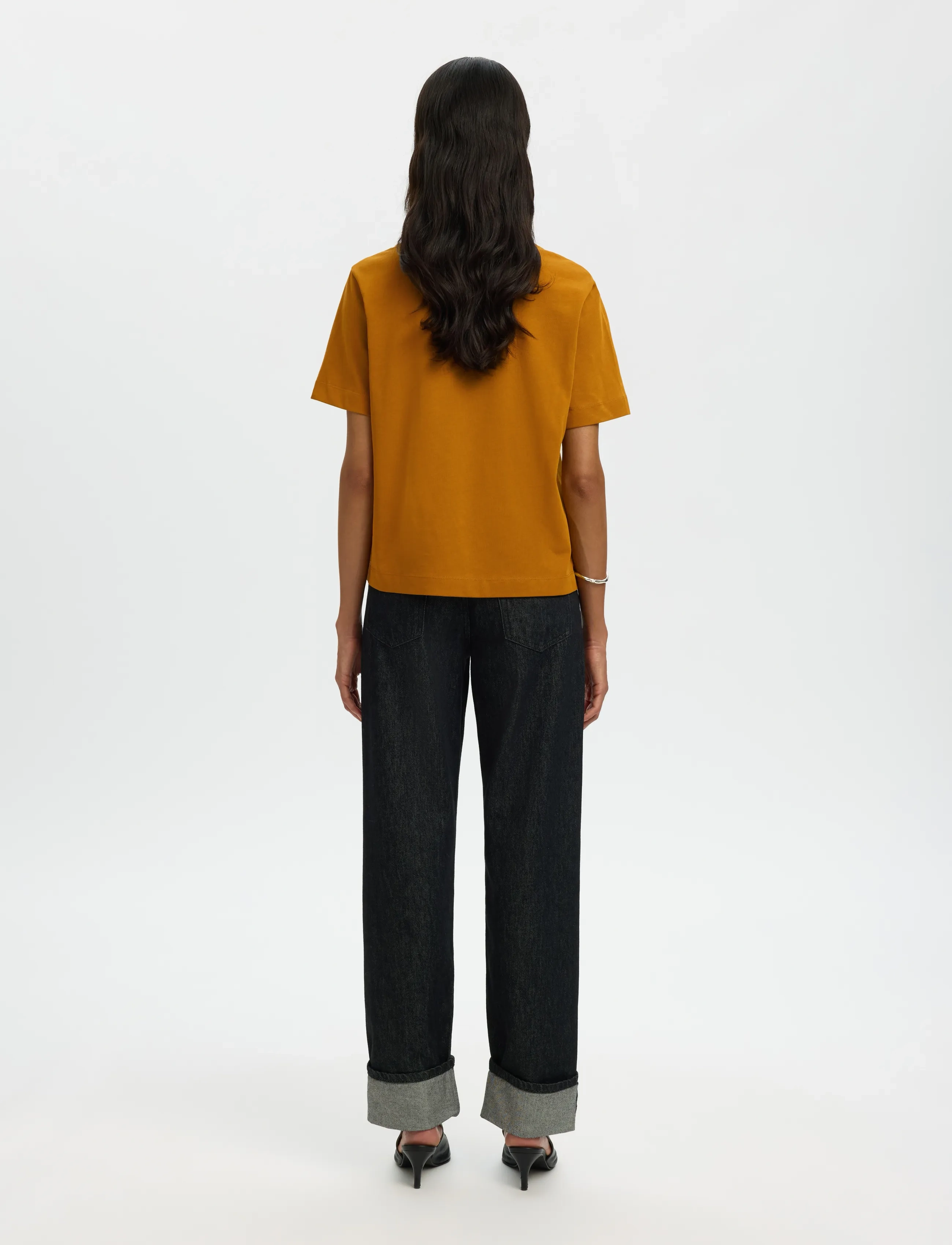 Selected - SLFESSENTIAL SS BOXY TEE NOOS - marškinėliai - golden brown - 2
