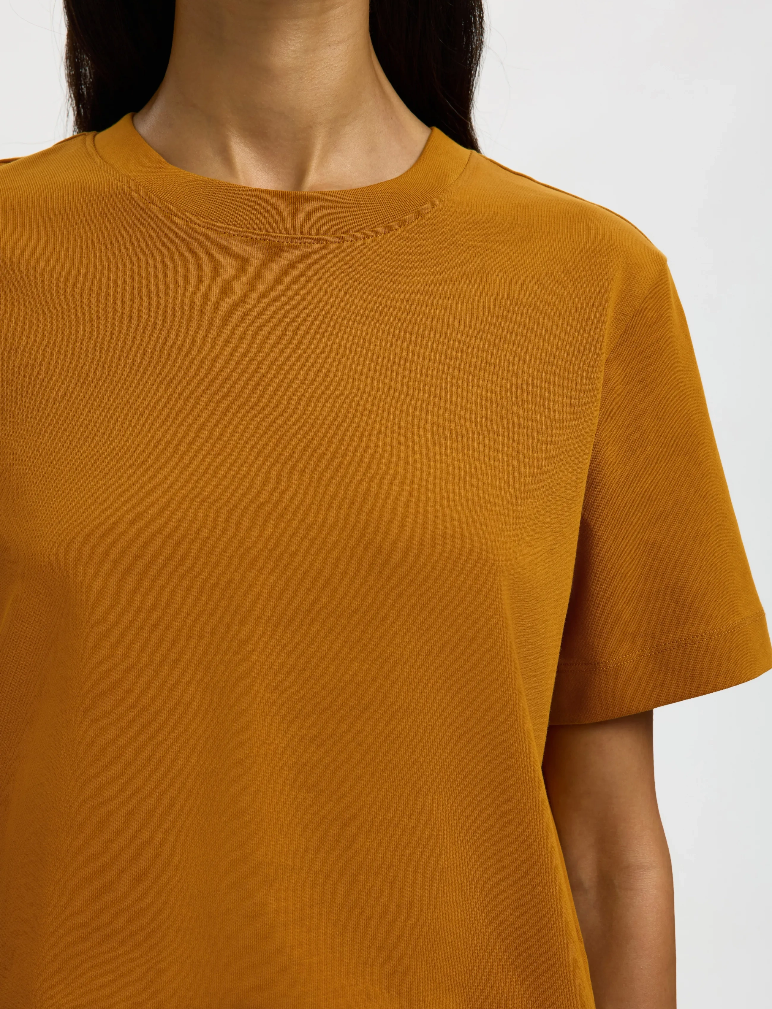 Selected - SLFESSENTIAL SS BOXY TEE NOOS - marškinėliai - golden brown - 3