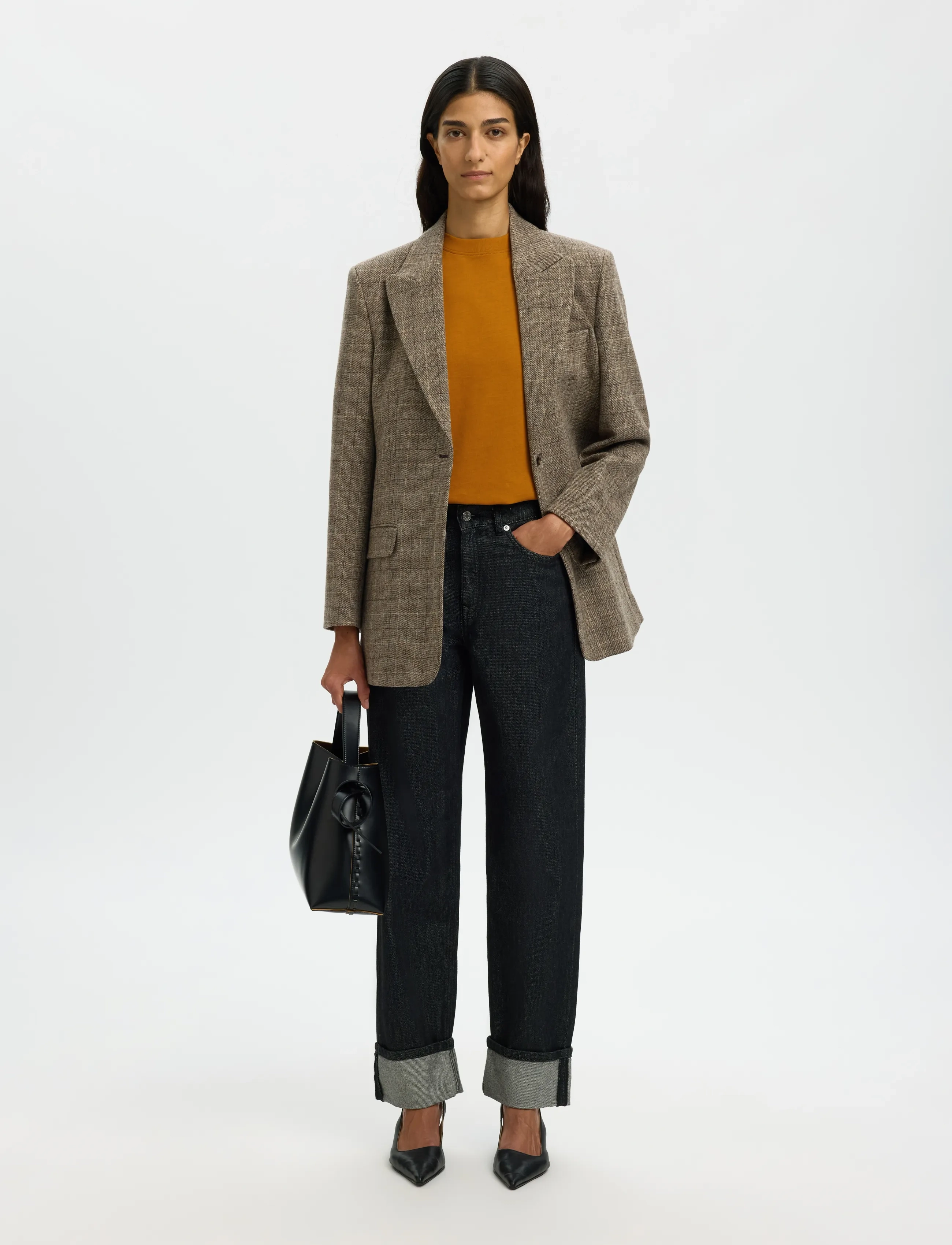 Selected - SLFESSENTIAL SS BOXY TEE NOOS - marškinėliai - golden brown - 4