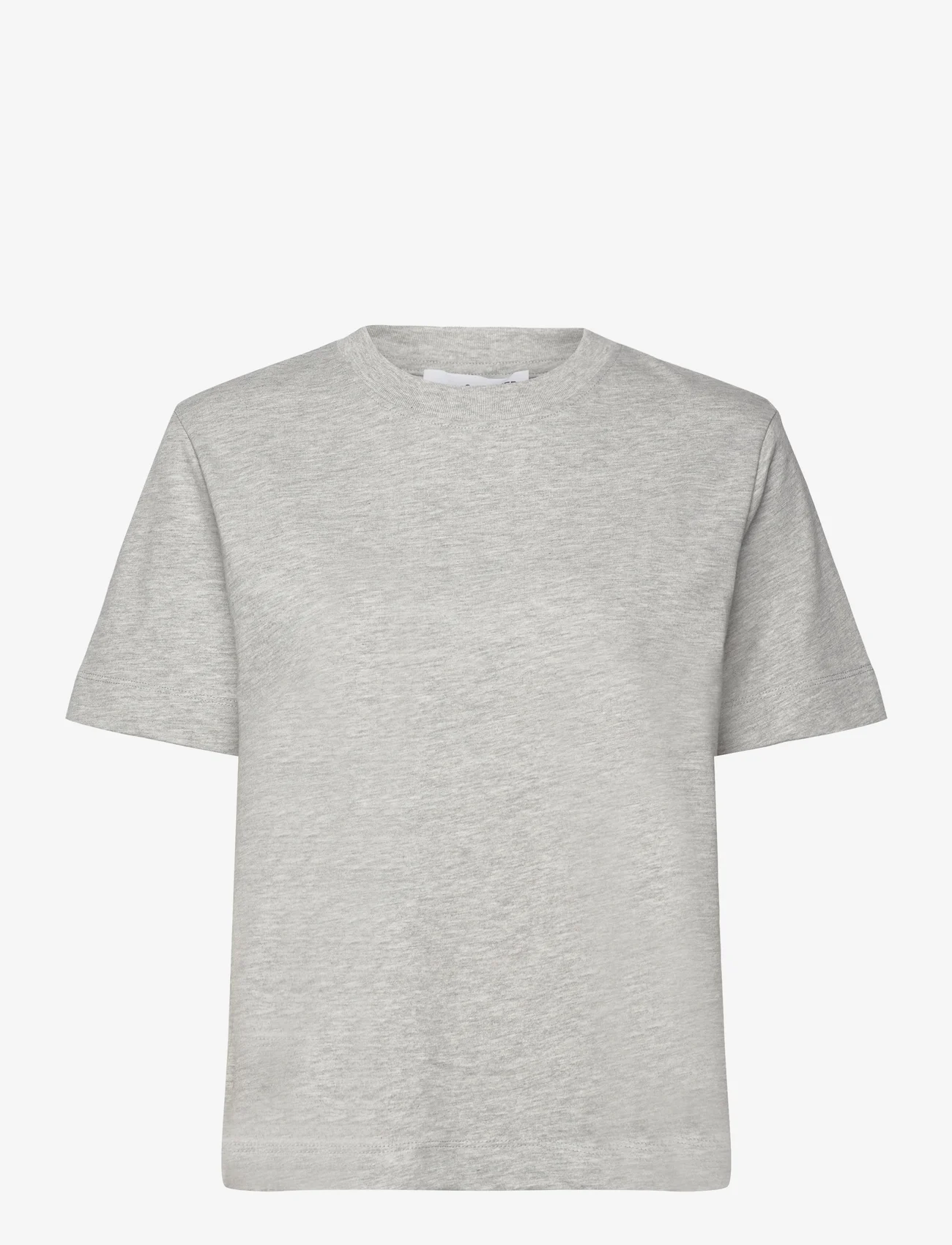 Selected Femme - SLFESSENTIAL SS BOXY TEE NOOS - t-shirts - light grey melange - 0