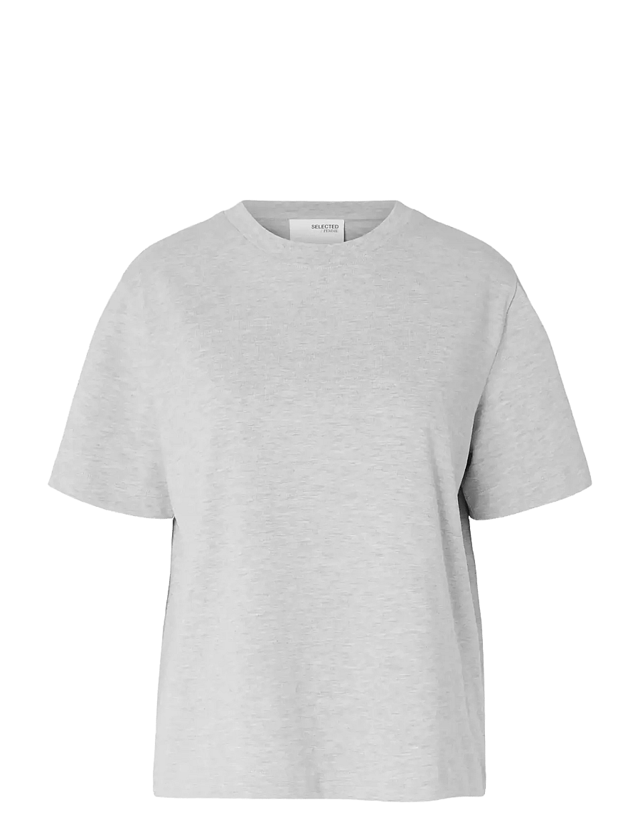 Selected - SLWESSENTIAL SS BOXY TEE NOOS - t-särgid - light grey melange - 1