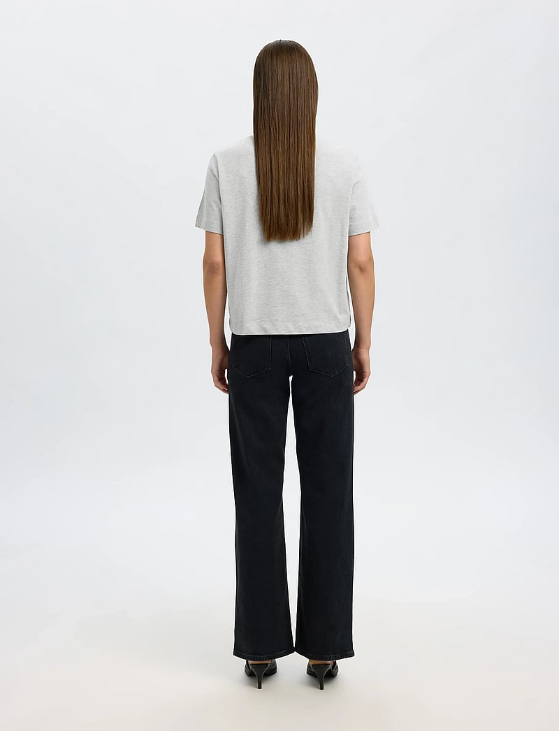 Selected - SLWESSENTIAL SS BOXY TEE NOOS - t-shirts - light grey melange - 2