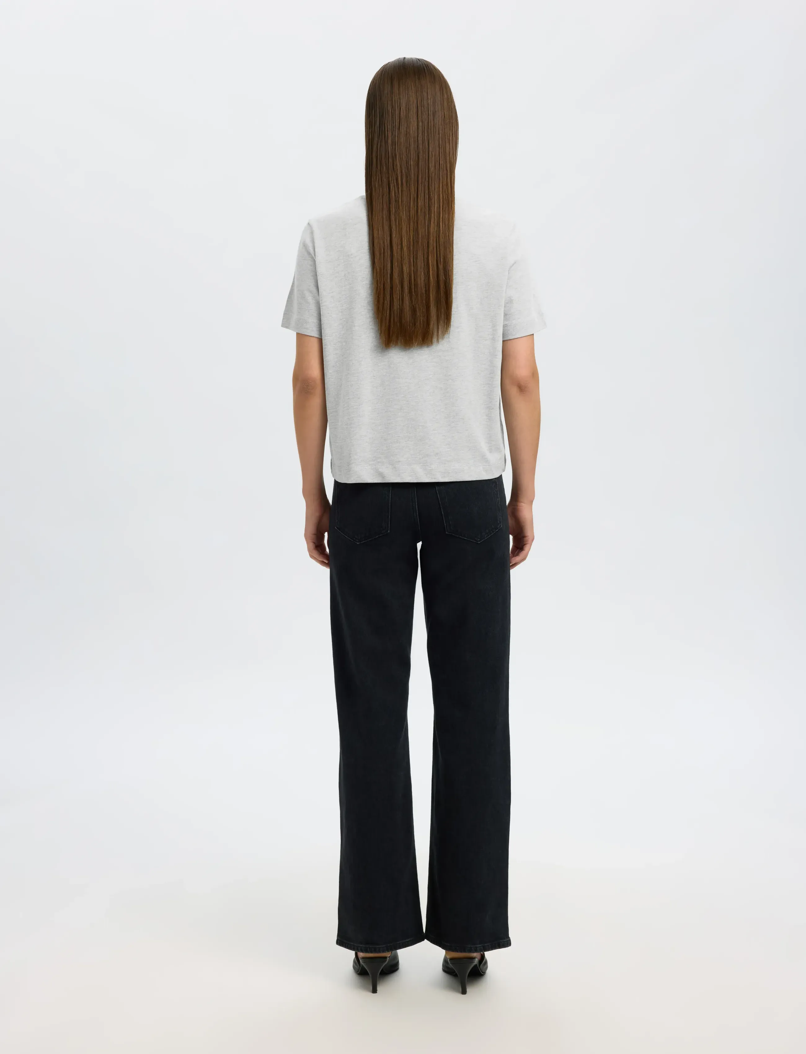 Selected - SLWESSENTIAL SS BOXY TEE NOOS - t-shirts - light grey melange - 2