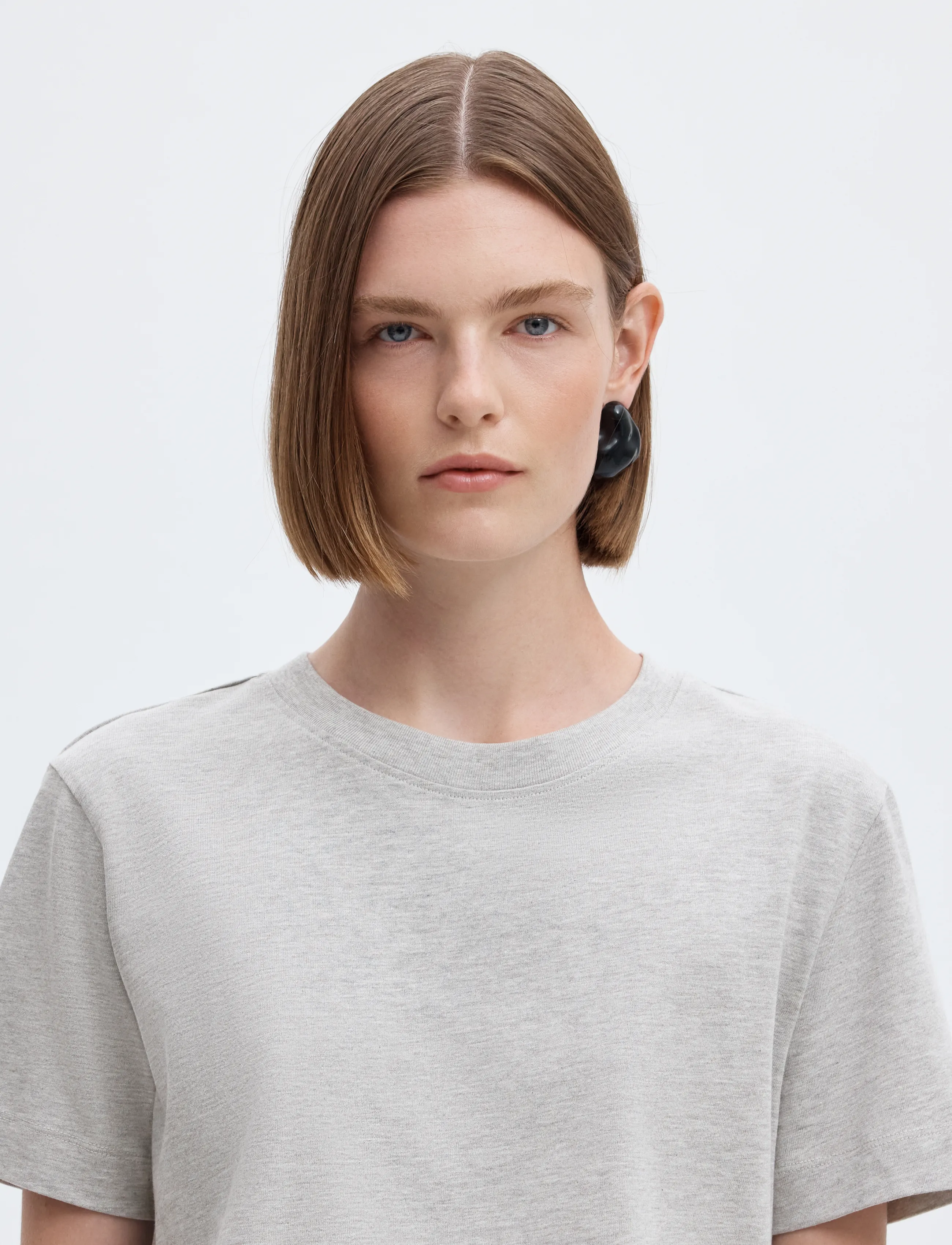 Selected - SLWESSENTIAL SS BOXY TEE NOOS - t-särgid - light grey melange - 4