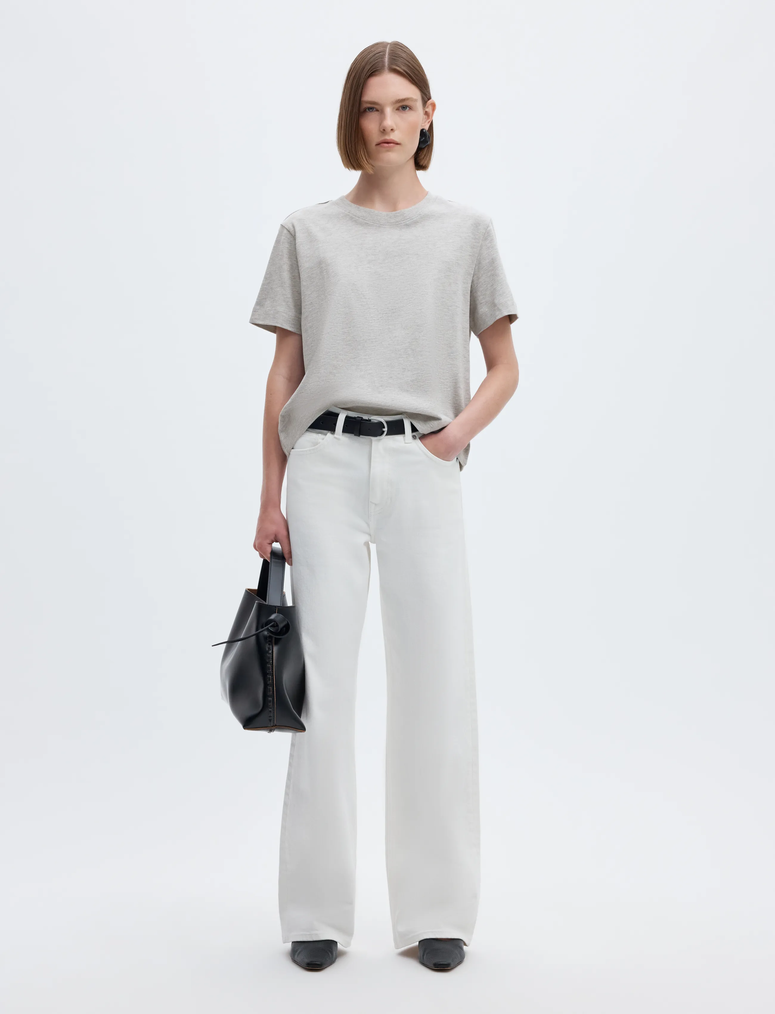 Selected - SLWESSENTIAL SS BOXY TEE NOOS - t-särgid - light grey melange - 5