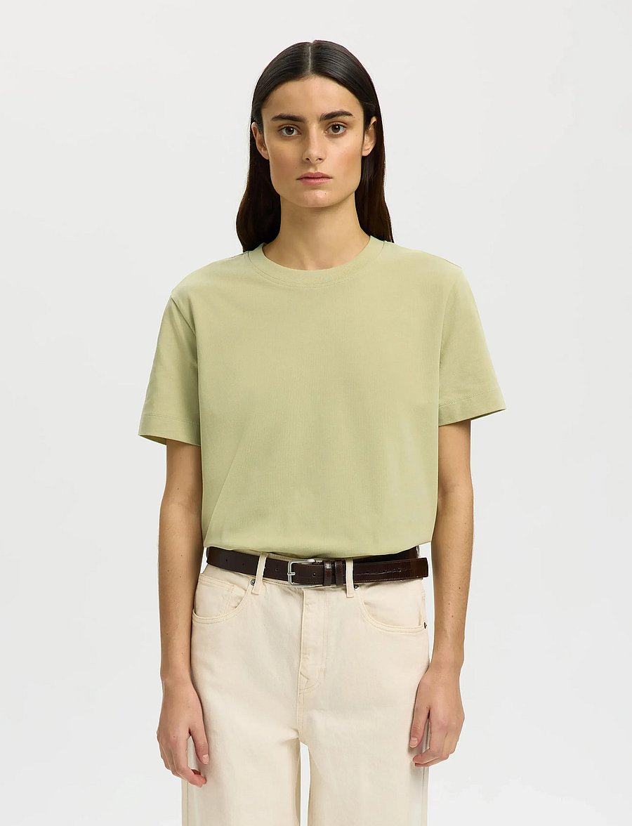 Selected - SLWESSENTIAL SS BOXY TEE NOOS - t-särgid - lint - 0