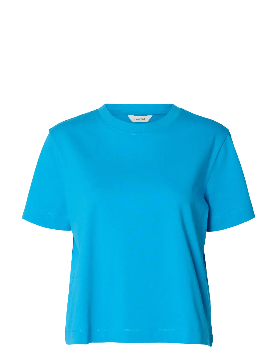 Selected - SLWESSENTIAL SS BOXY TEE NOOS - t-shirts - malibu blue - 1