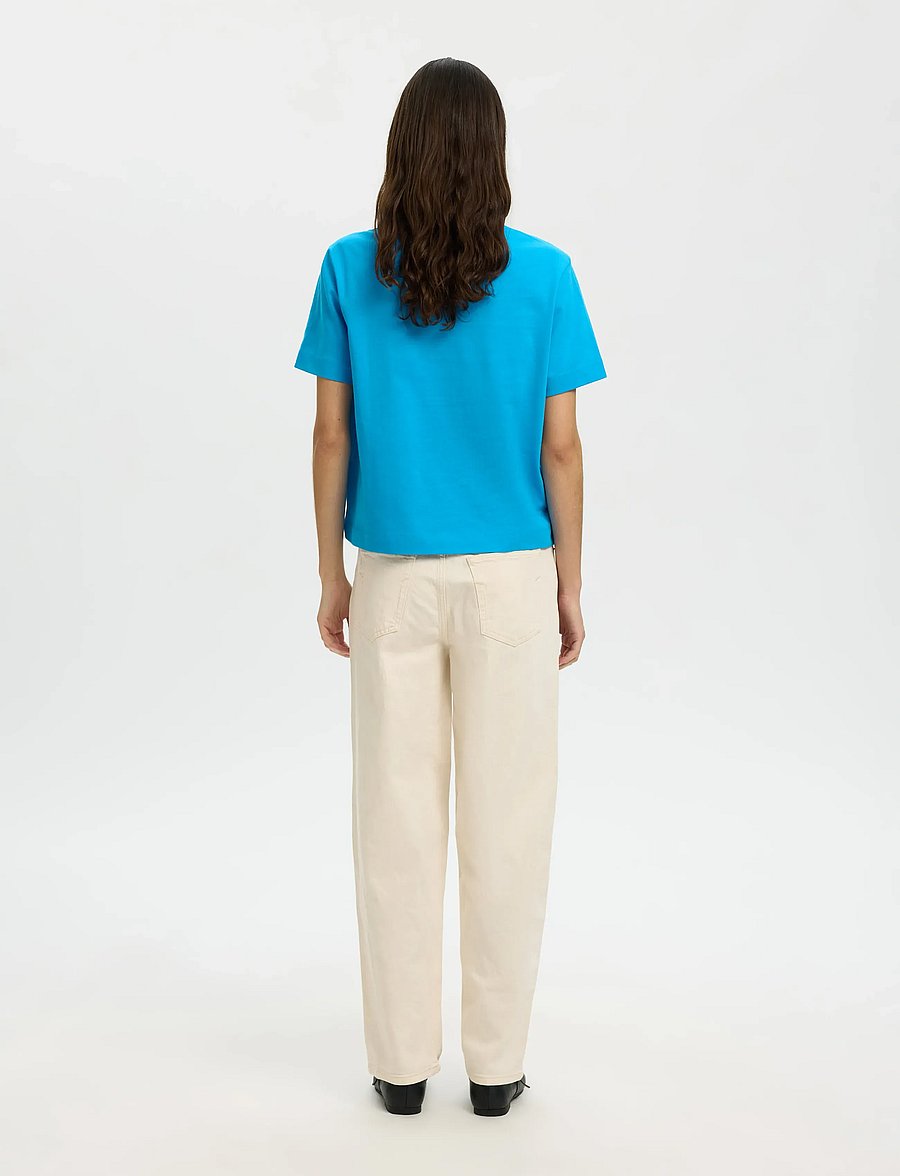 Selected - SLWESSENTIAL SS BOXY TEE NOOS - t-shirts - malibu blue - 3
