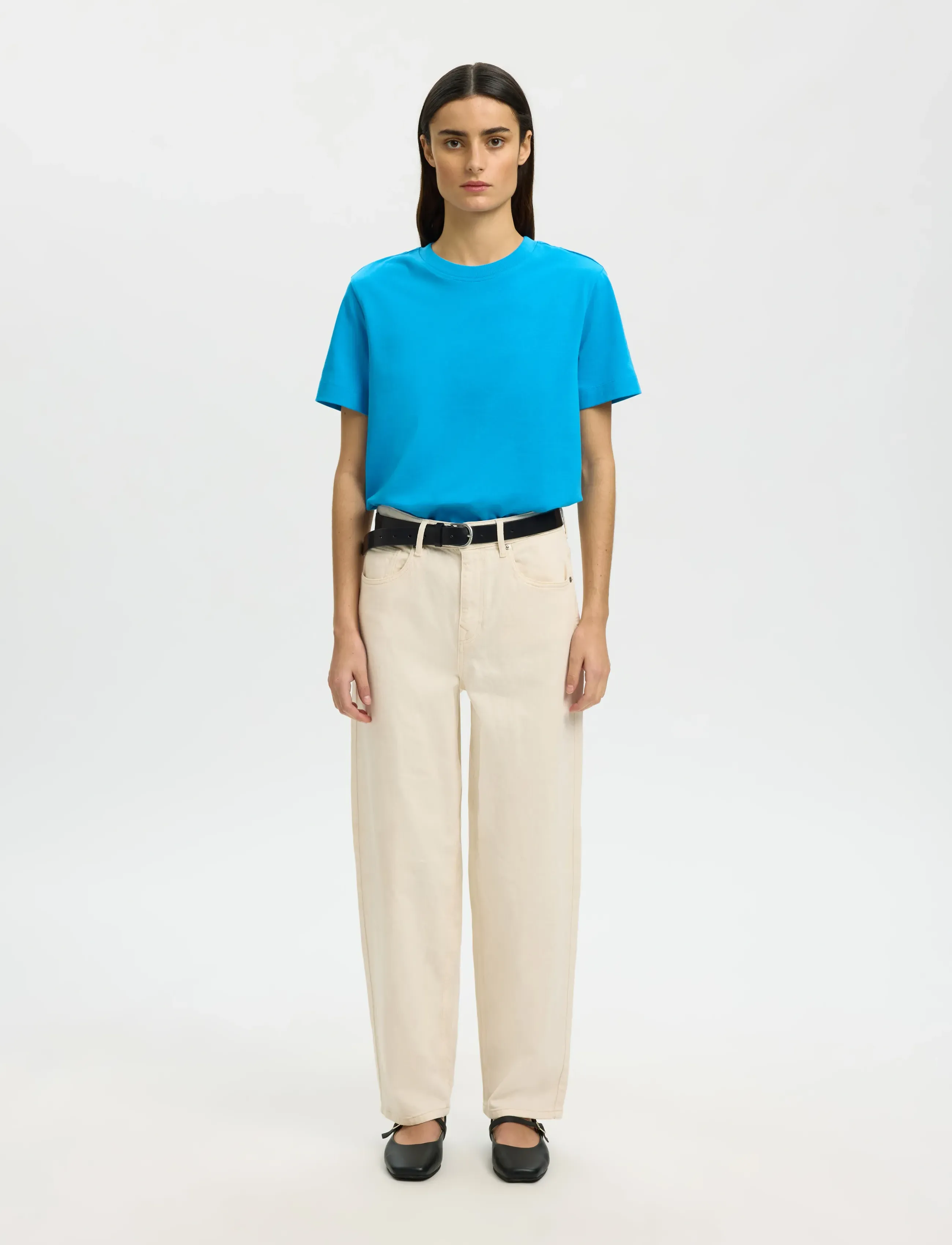 Selected - SLWESSENTIAL SS BOXY TEE NOOS - stuttermarbolir - malibu blue - 4