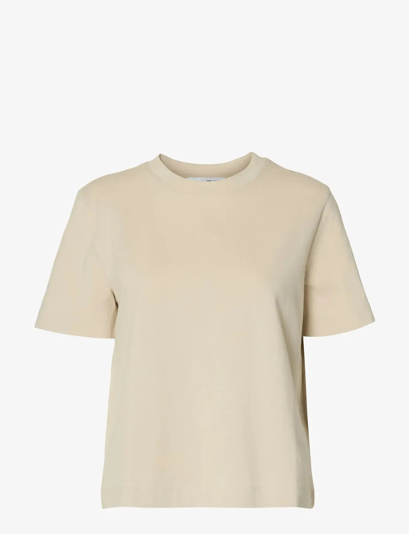 Selected - SLWESSENTIAL SS BOXY TEE NOOS - t-shirts - oatmeal - 1