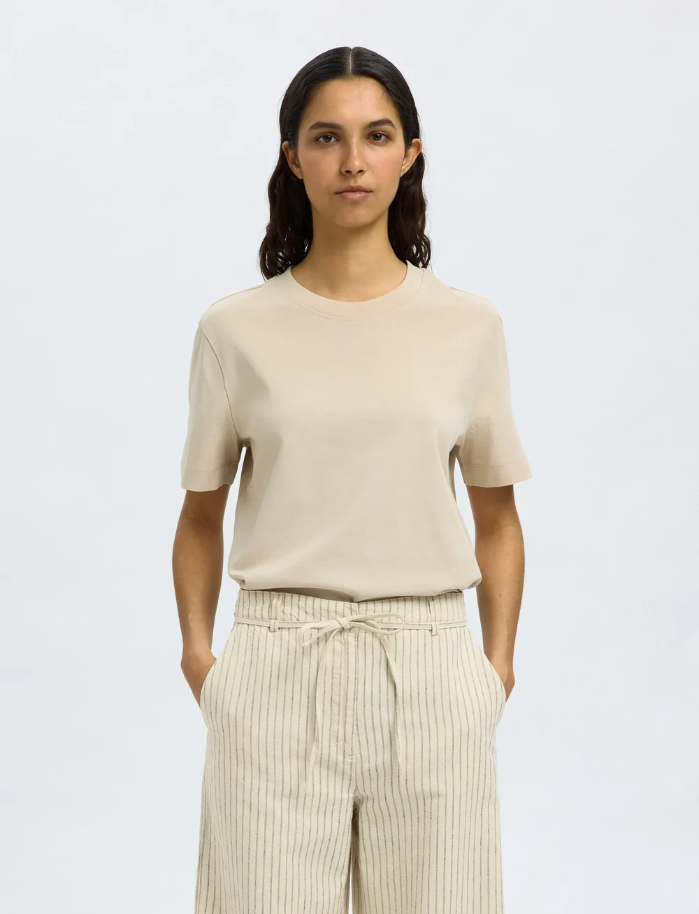 Selected - SLFESSENTIAL SS BOXY TEE NOOS - t-shirts - oatmeal - 0