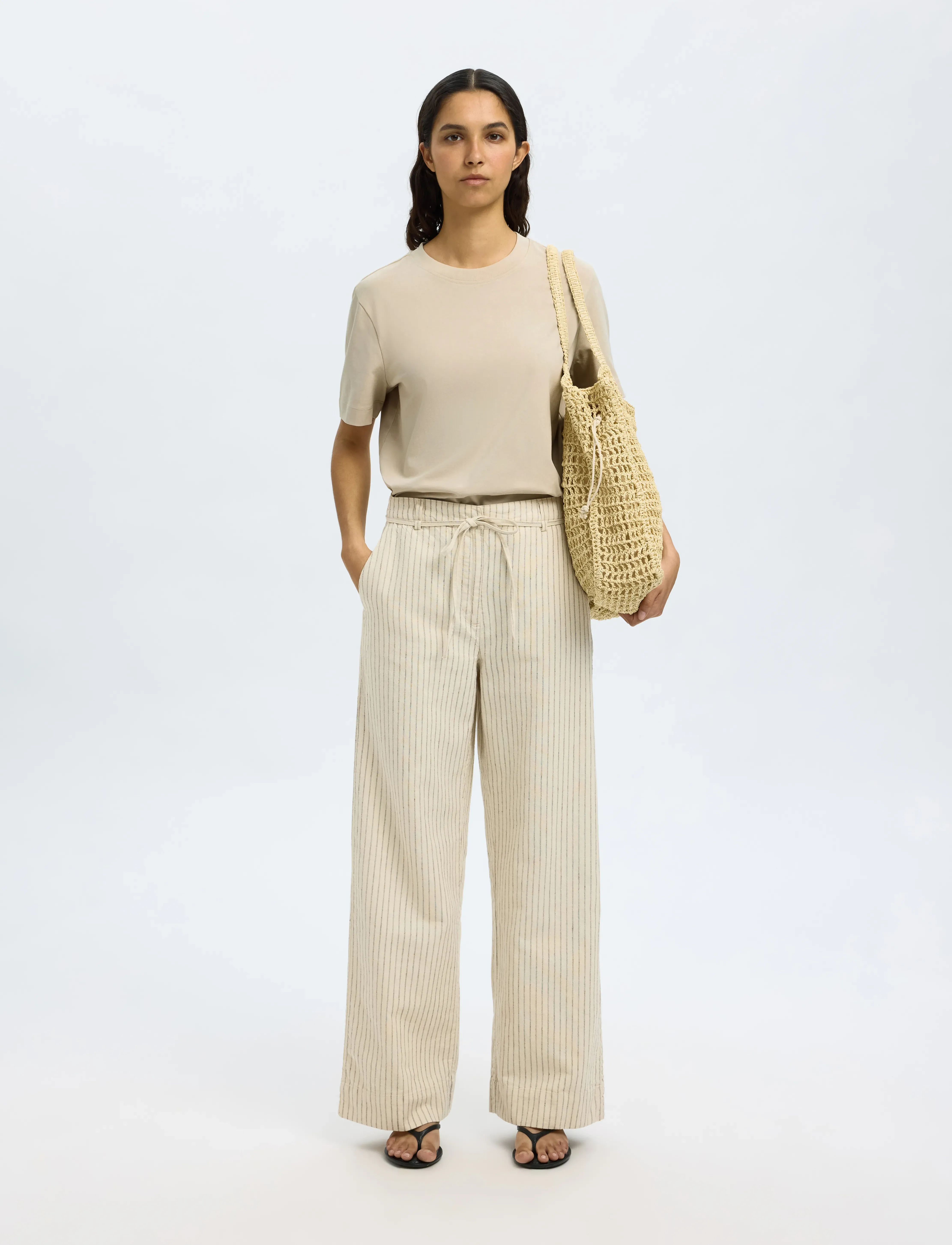 Selected - SLWESSENTIAL SS BOXY TEE NOOS - t-shirts - oatmeal - 4