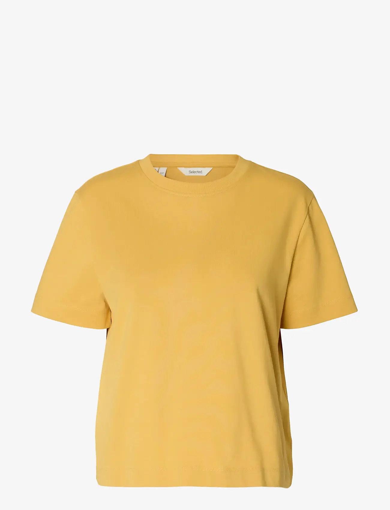 Selected - SLWESSENTIAL SS BOXY TEE NOOS - t-shirts - ochre - 1