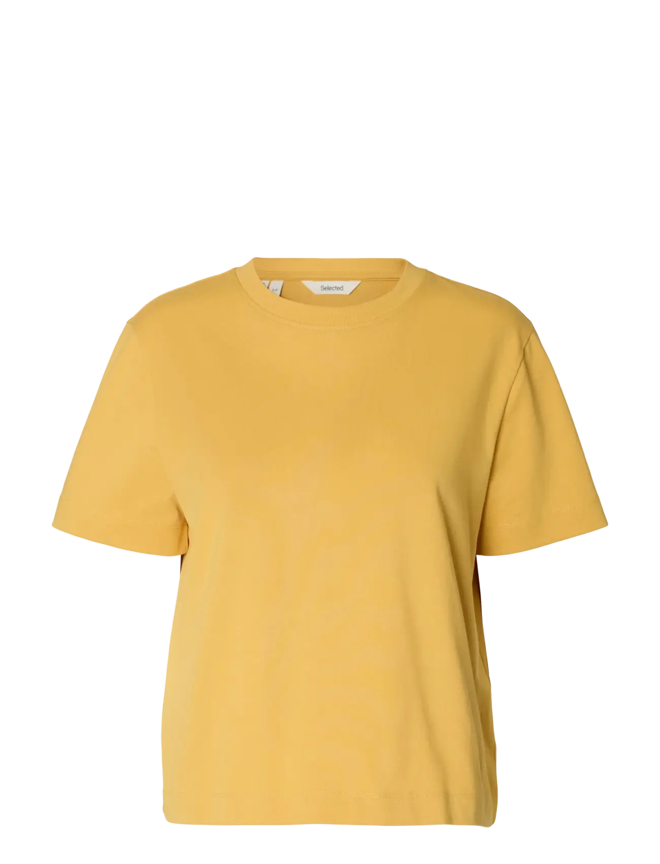 Selected SLWESSENTIAL SS BOXY TEE NOOS - Selected - OCHRE / yellow