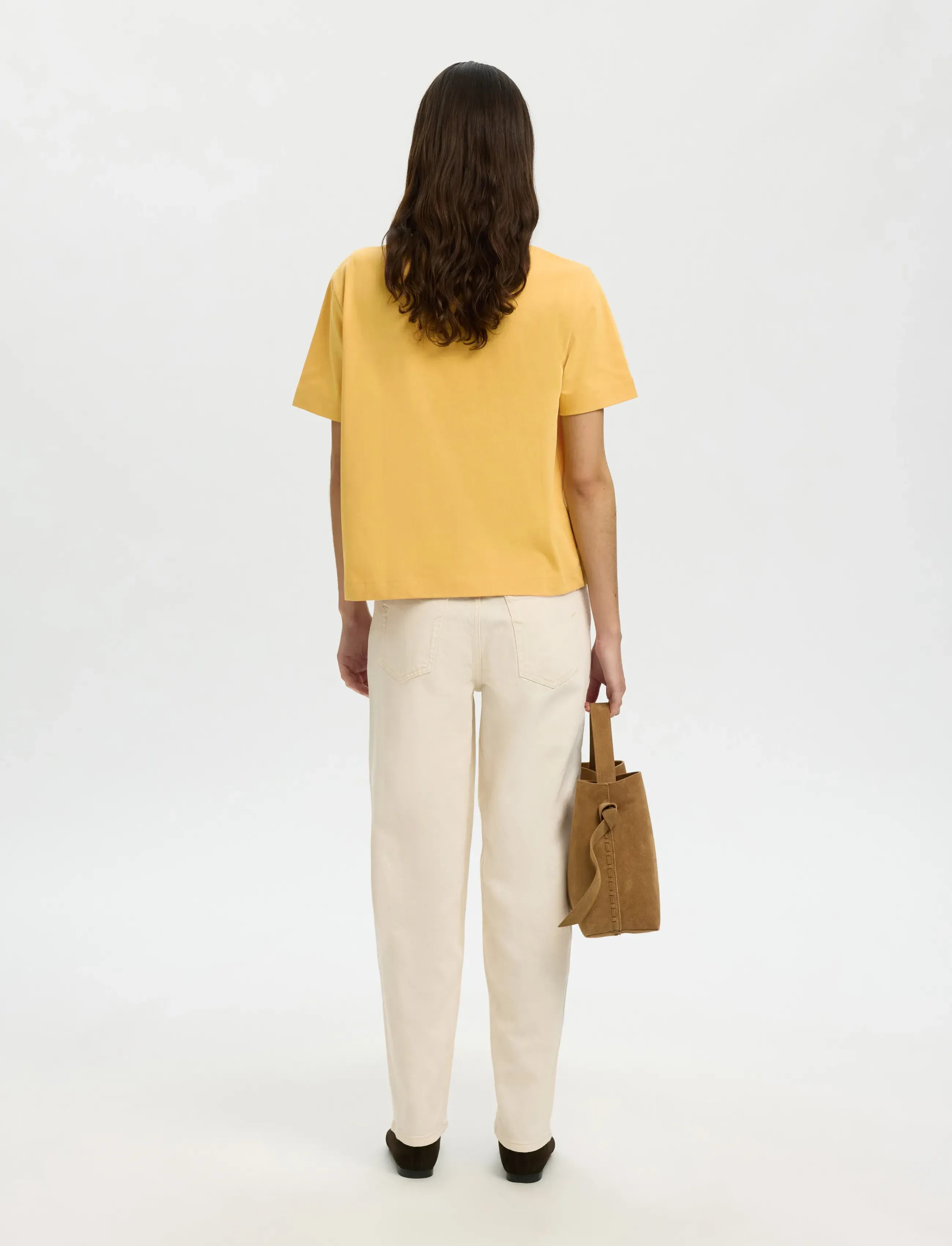 Selected - SLWESSENTIAL SS BOXY TEE NOOS - t-shirts - ochre - 2