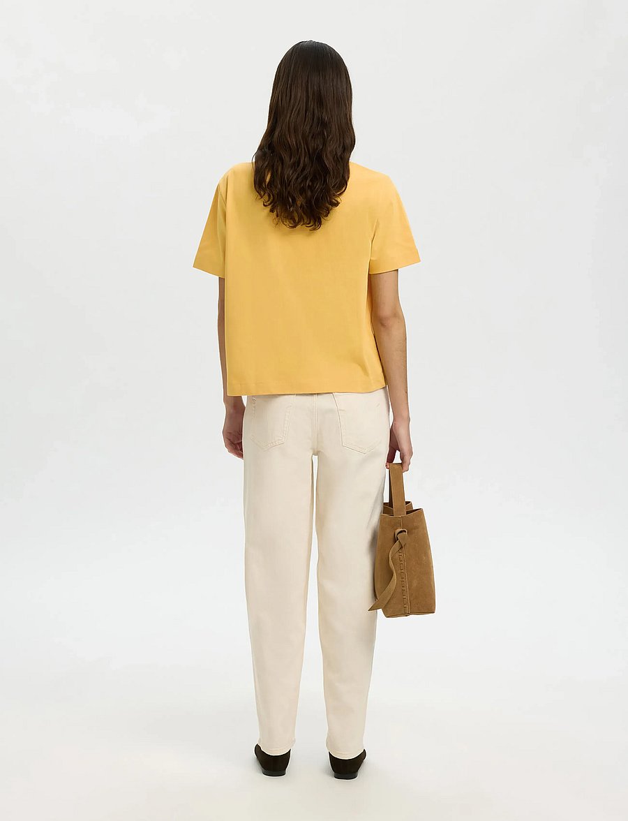 Selected - SLWESSENTIAL SS BOXY TEE NOOS - t-shirts - ochre - 2
