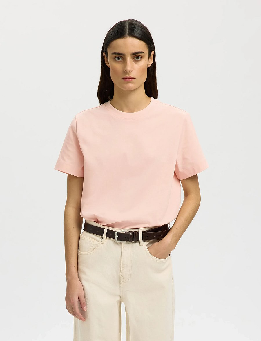 Selected - SLWESSENTIAL SS BOXY TEE NOOS - t-shirts - pale dogwood - 0