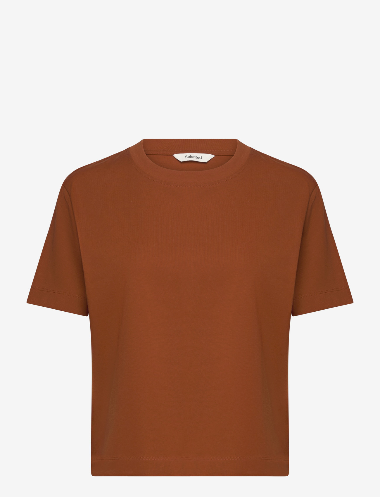 Selected - SLWESSENTIAL SS BOXY TEE NOOS - t-shirts - potters clay - 0