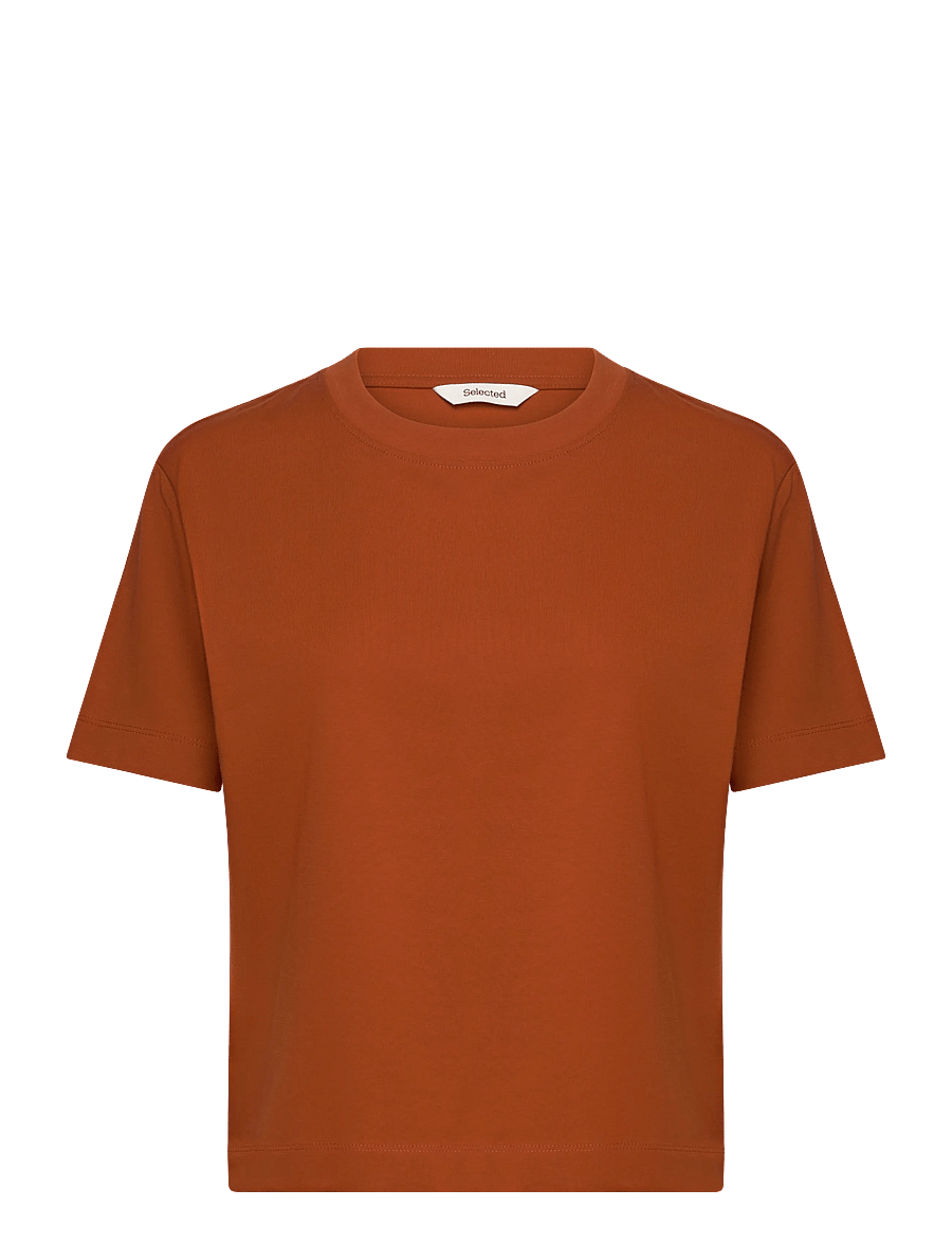 Selected - SLWESSENTIAL SS BOXY TEE NOOS - t-shirts - potters clay - 0