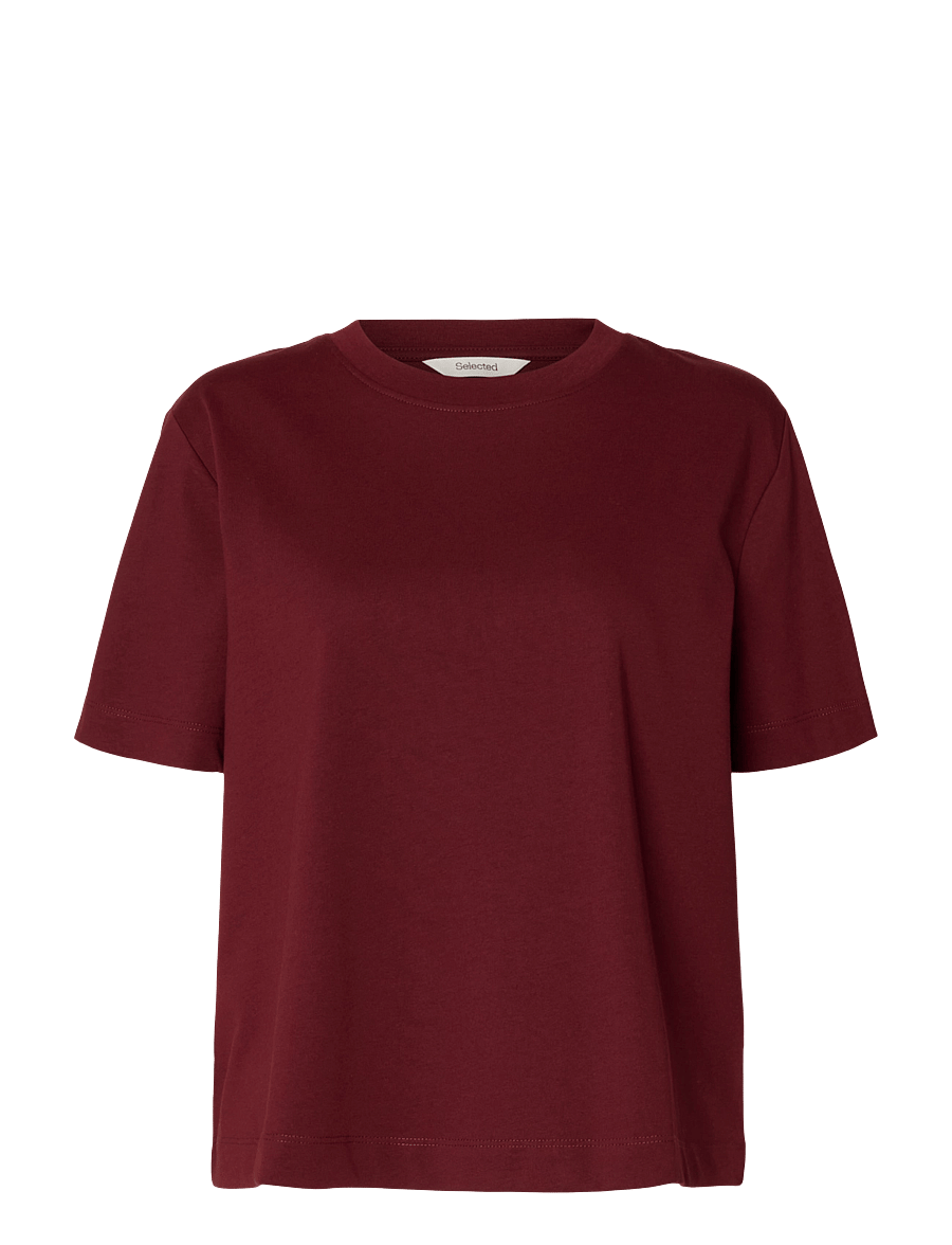Selected - SLWESSENTIAL SS BOXY TEE NOOS - t-shirts - tawny port - 1