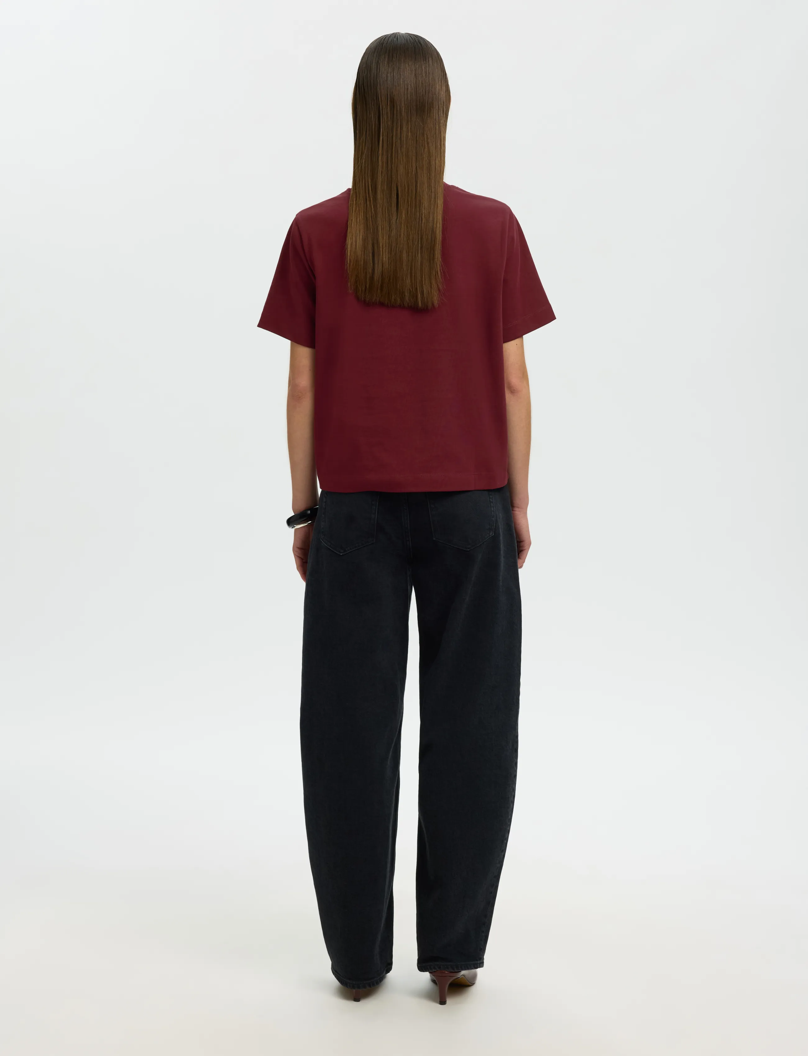 Selected - SLWESSENTIAL SS BOXY TEE NOOS - t-shirts - tawny port - 2