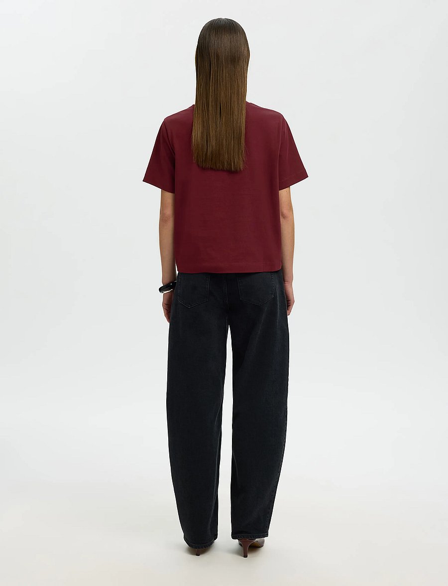 Selected - SLWESSENTIAL SS BOXY TEE NOOS - t-shirts - tawny port - 2