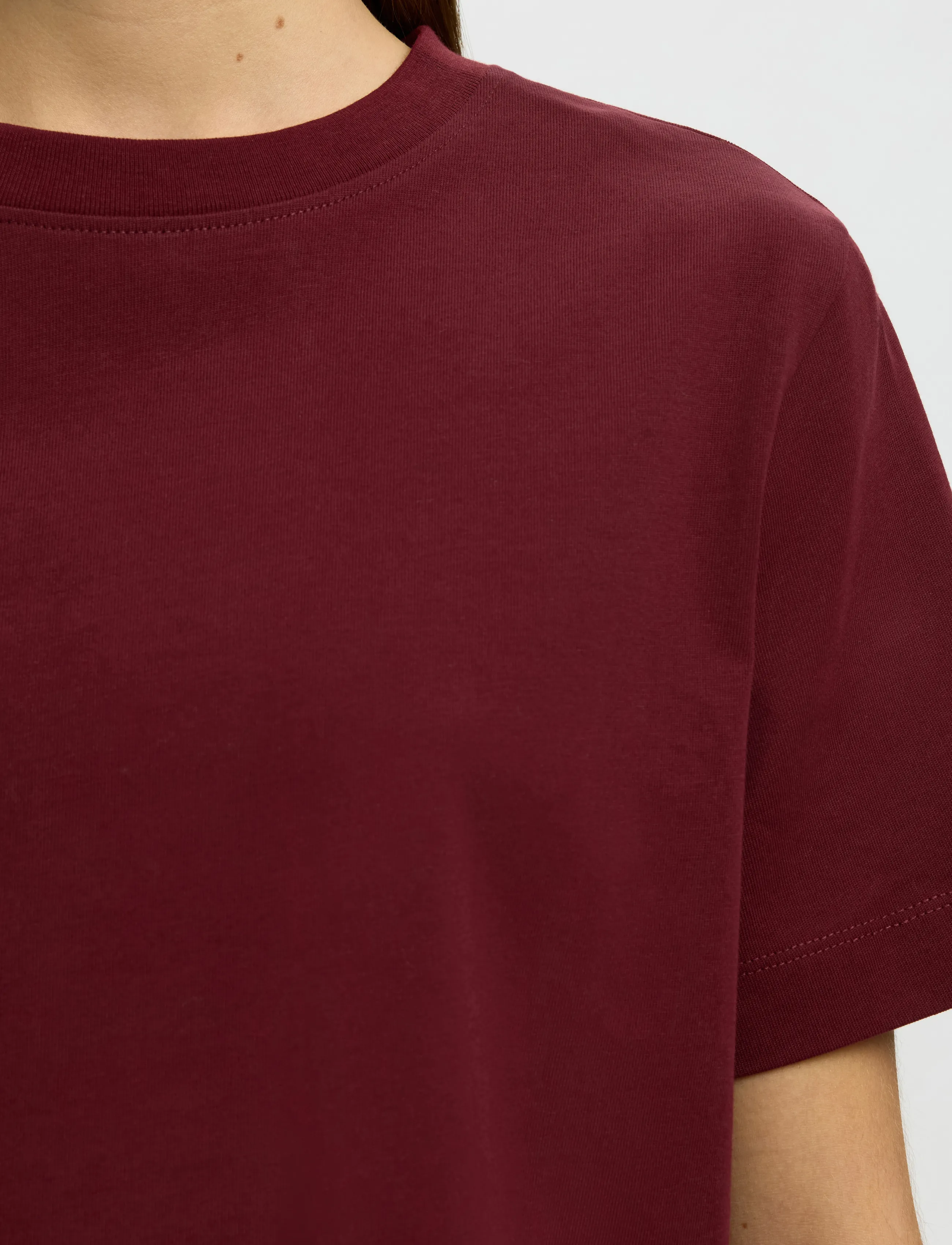 Selected - SLWESSENTIAL SS BOXY TEE NOOS - t-shirts - tawny port - 4