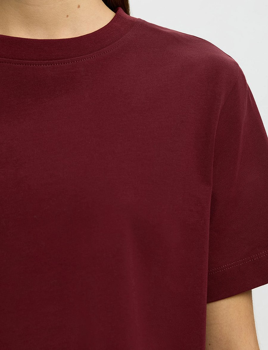 Selected - SLWESSENTIAL SS BOXY TEE NOOS - t-shirts - tawny port - 4