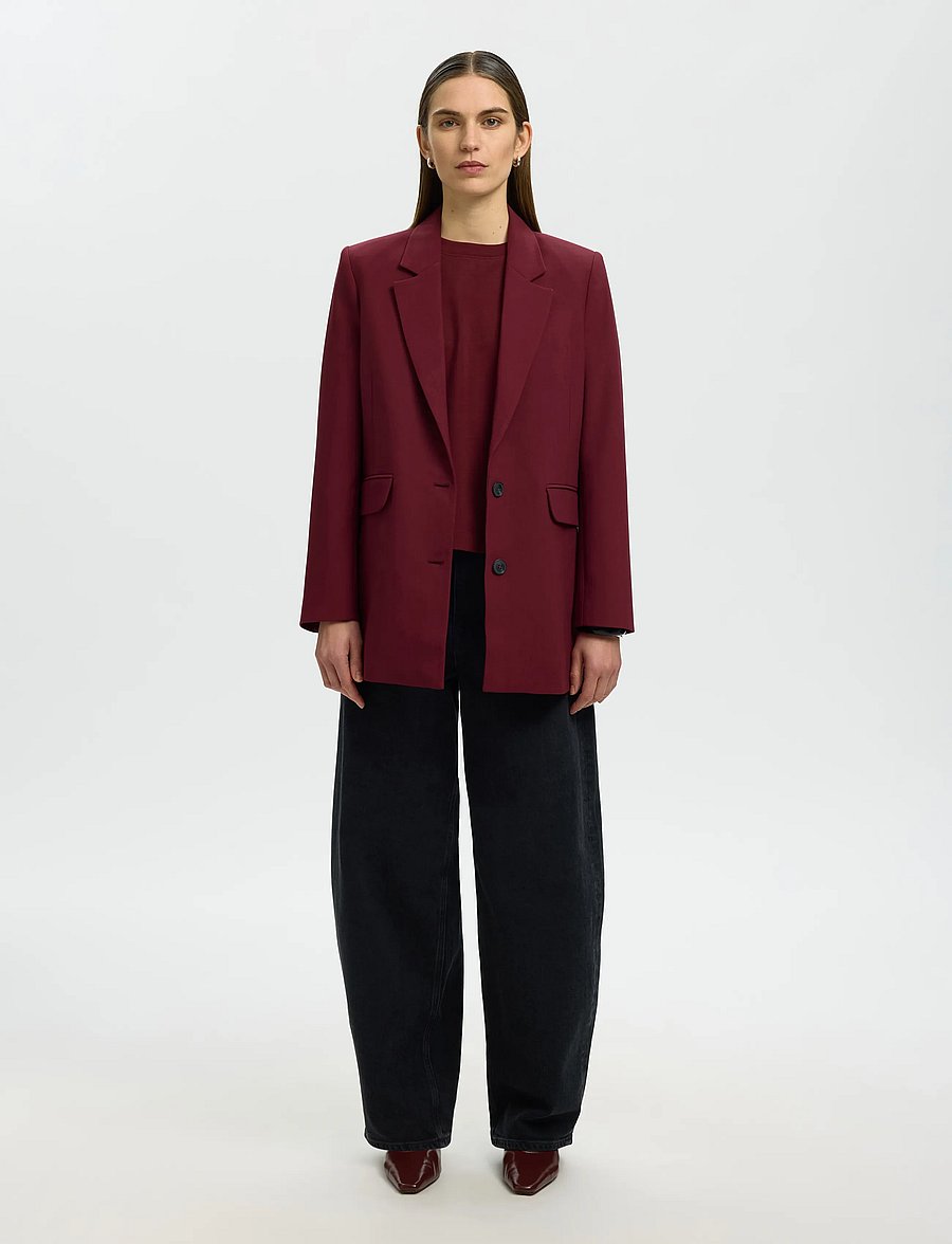 Selected - SLWESSENTIAL SS BOXY TEE NOOS - t-shirts - tawny port - 5