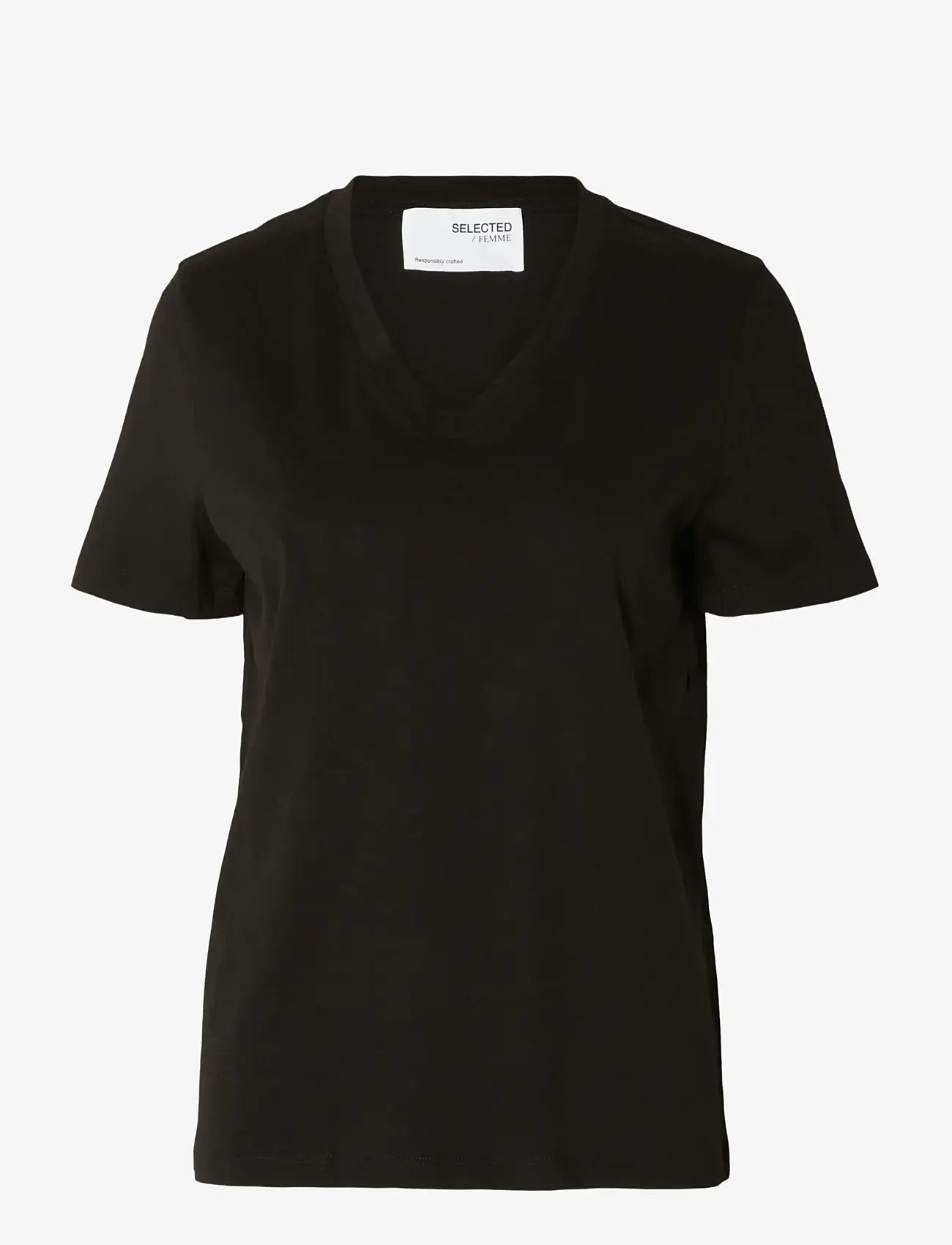 Selected - SLFMYESSENTIAL SS V-NECK TEE NOOS - t-shirts - black - 1
