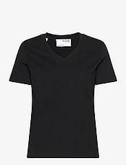 Selected Femme - SLFESSENTIAL SS V-NECK TEE NOOS - t-shirts - black - 0