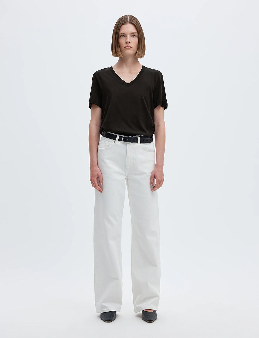 Selected - SLWESSENTIAL SS V-NECK TEE NOOS - t-shirts - black - 4