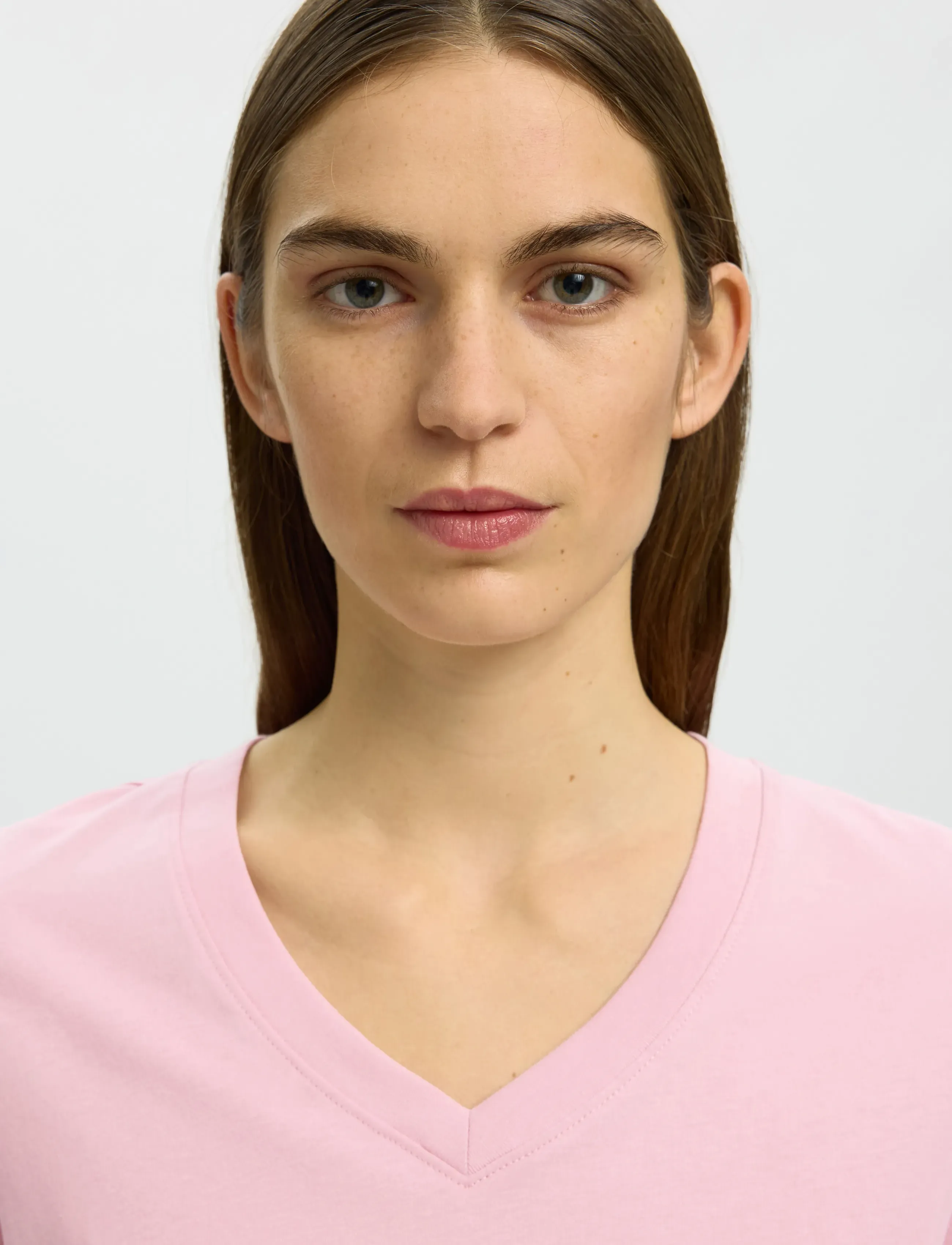 Selected - SLWESSENTIAL SS V-NECK TEE NOOS - t-shirts - bleached mauve - 5