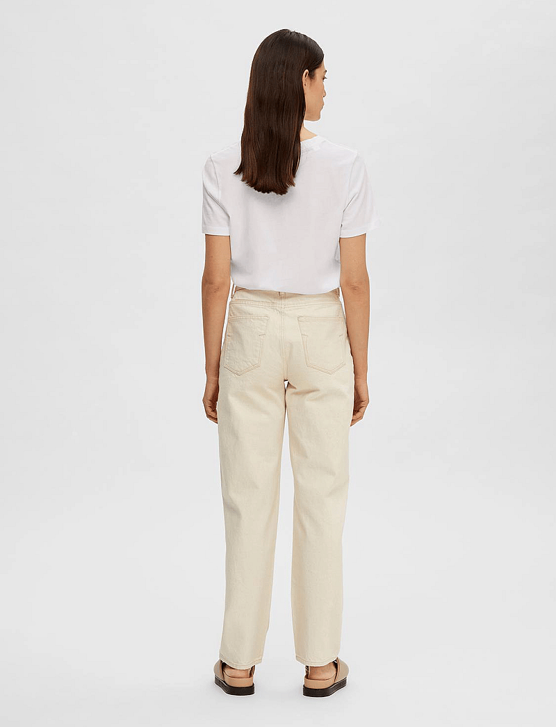 Selected - SLWESSENTIAL SS V-NECK TEE NOOS - t-särgid - bright white - 3