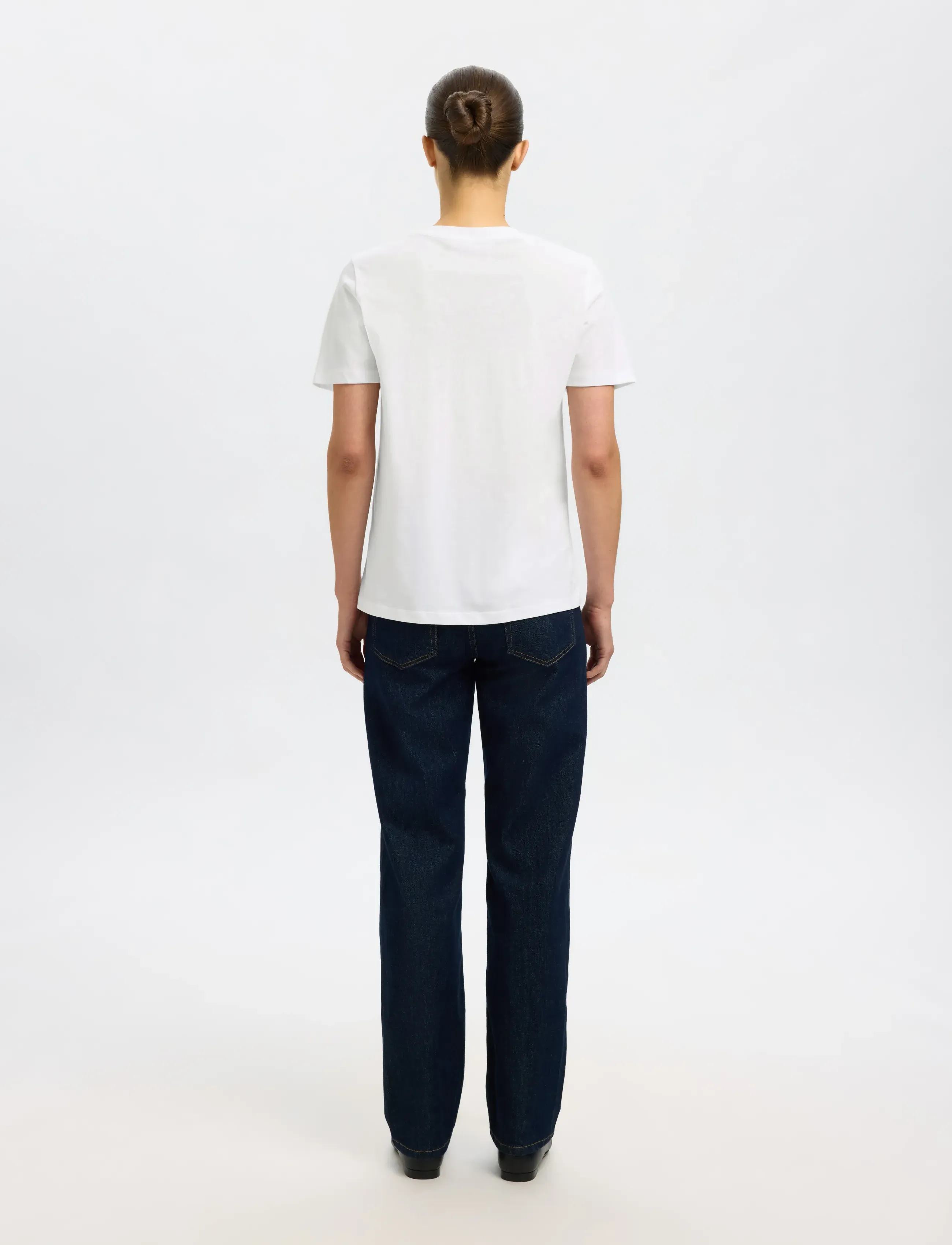 Selected - SLWESSENTIAL SS V-NECK TEE NOOS - t-shirts - bright white - 3