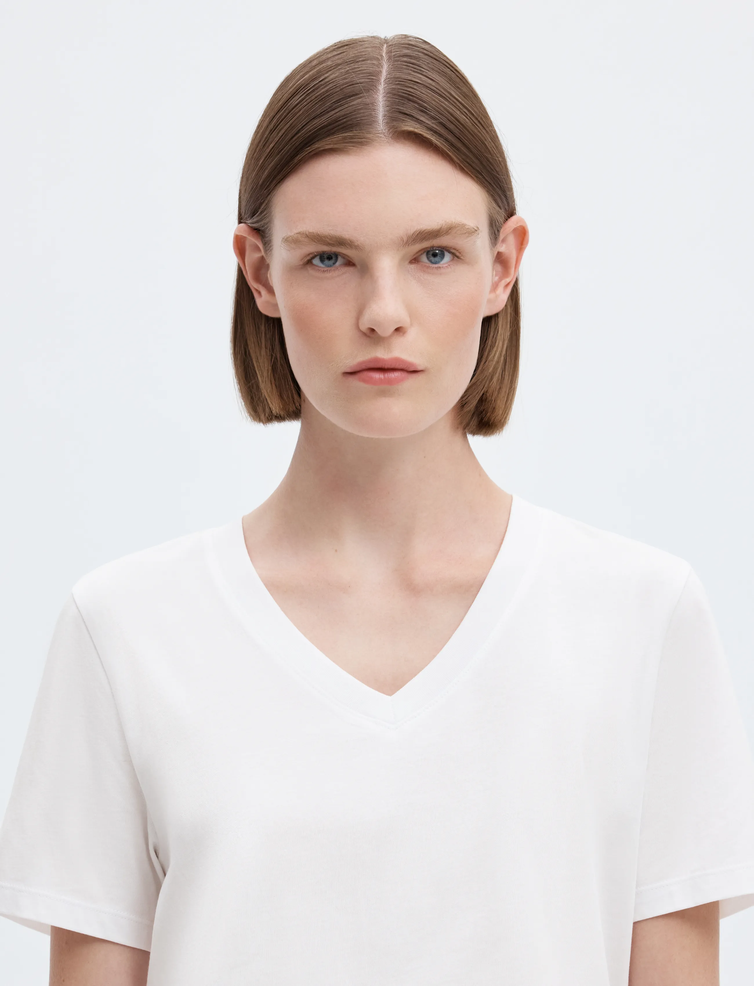 Selected - SLWESSENTIAL SS V-NECK TEE NOOS - t-shirts - bright white - 5