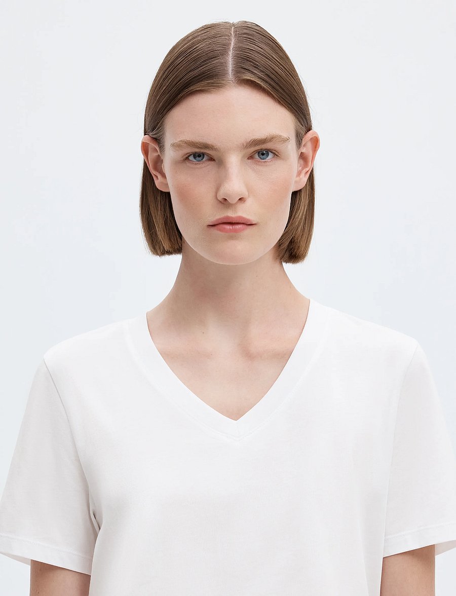 Selected - SLWESSENTIAL SS V-NECK TEE NOOS - t-shirts - bright white - 5